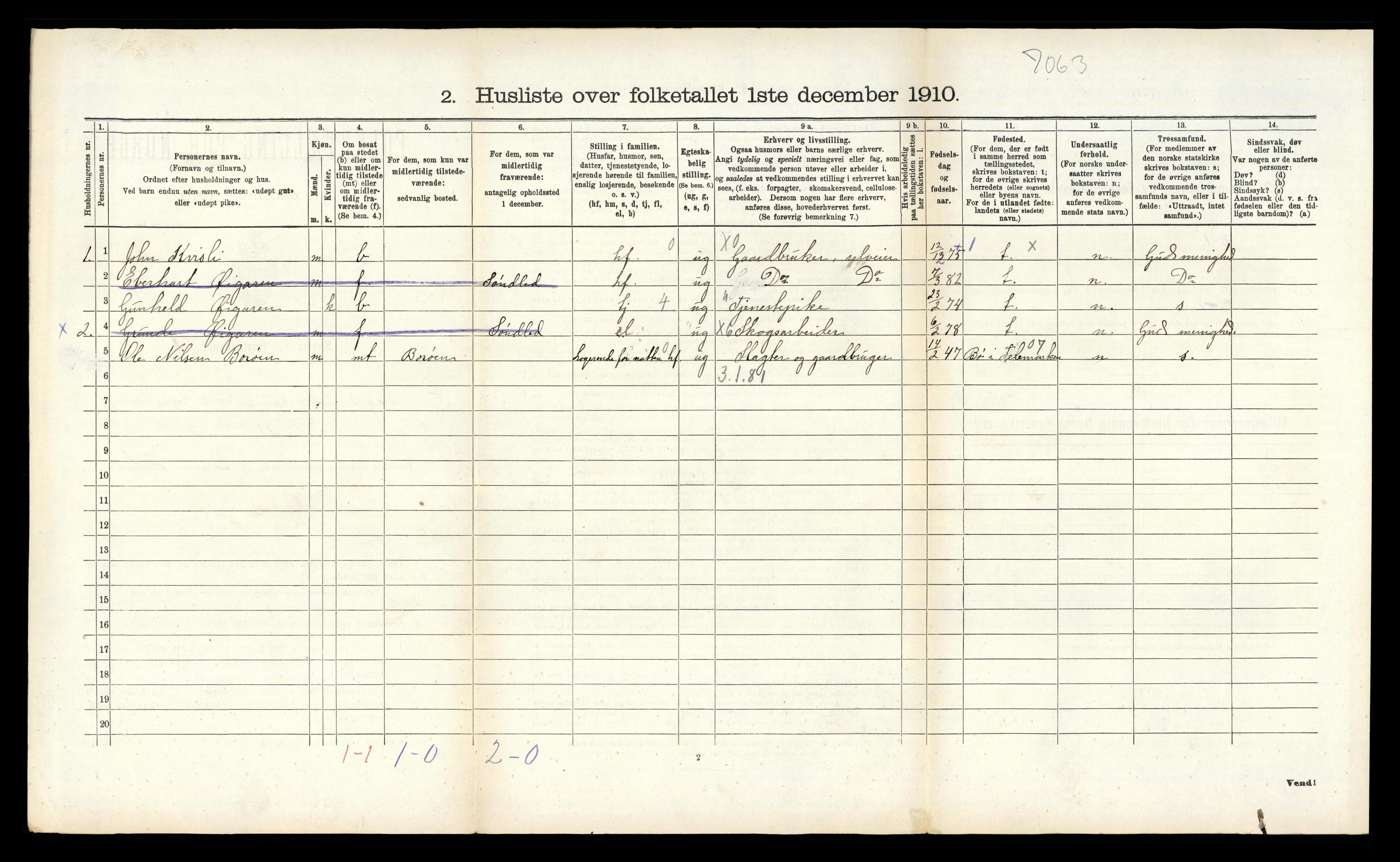 RA, Folketelling 1910 for 0912 Vegårshei herred, 1910, s. 197