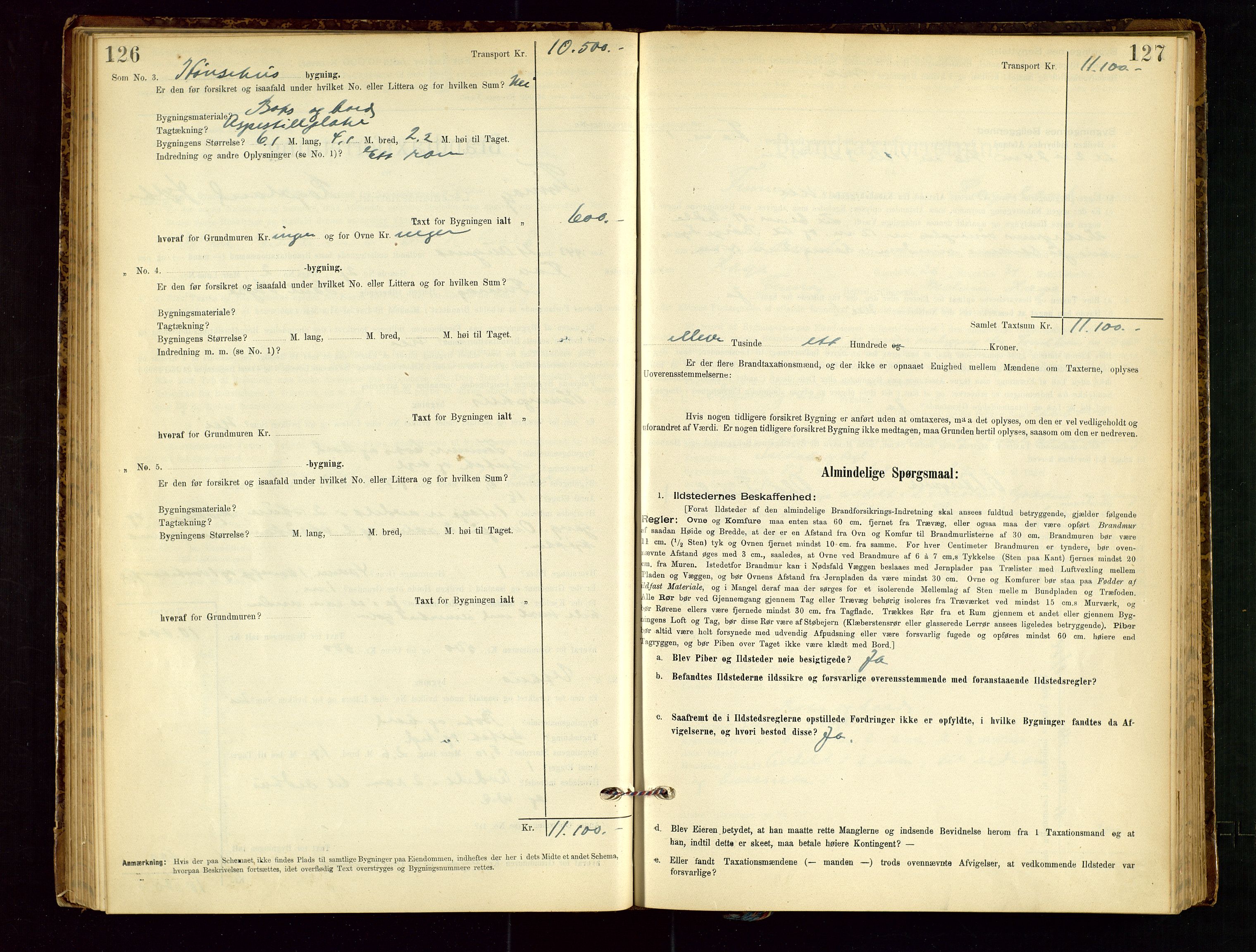 Finnøy lensmannskontor, AV/SAST-A-100442/Goa/L0003: Branntakstprotokoll - skjemaprotokoll, 1896-1954, s. 126-127