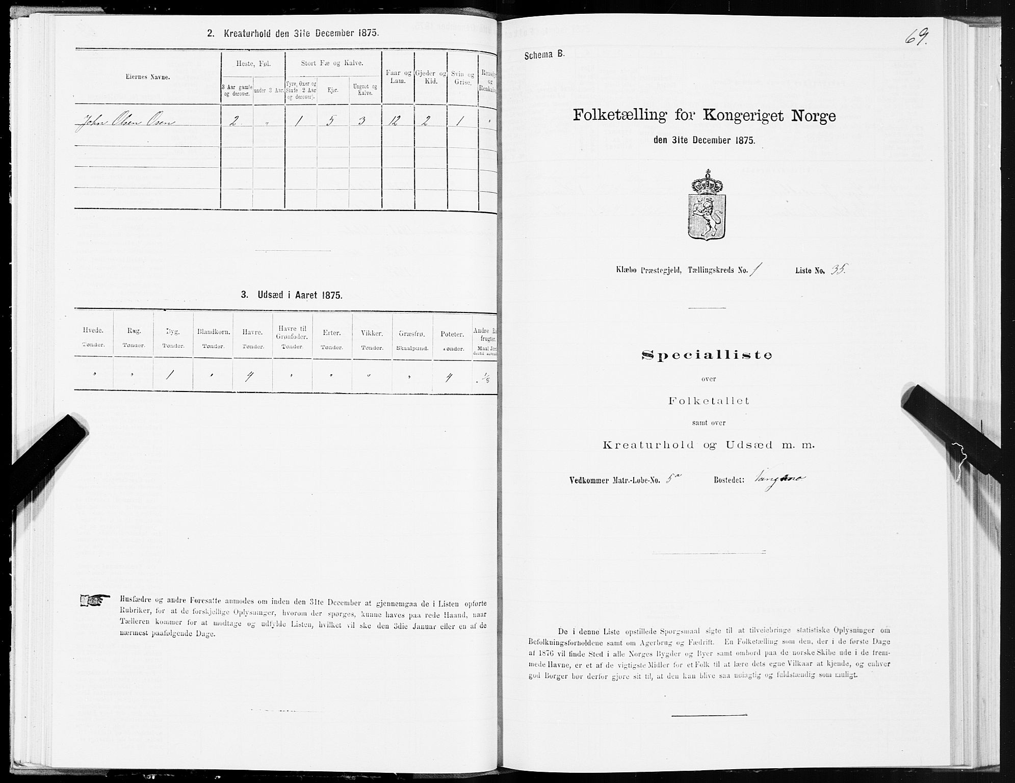 SAT, Folketelling 1875 for 1662P Klæbu prestegjeld, 1875, s. 1069