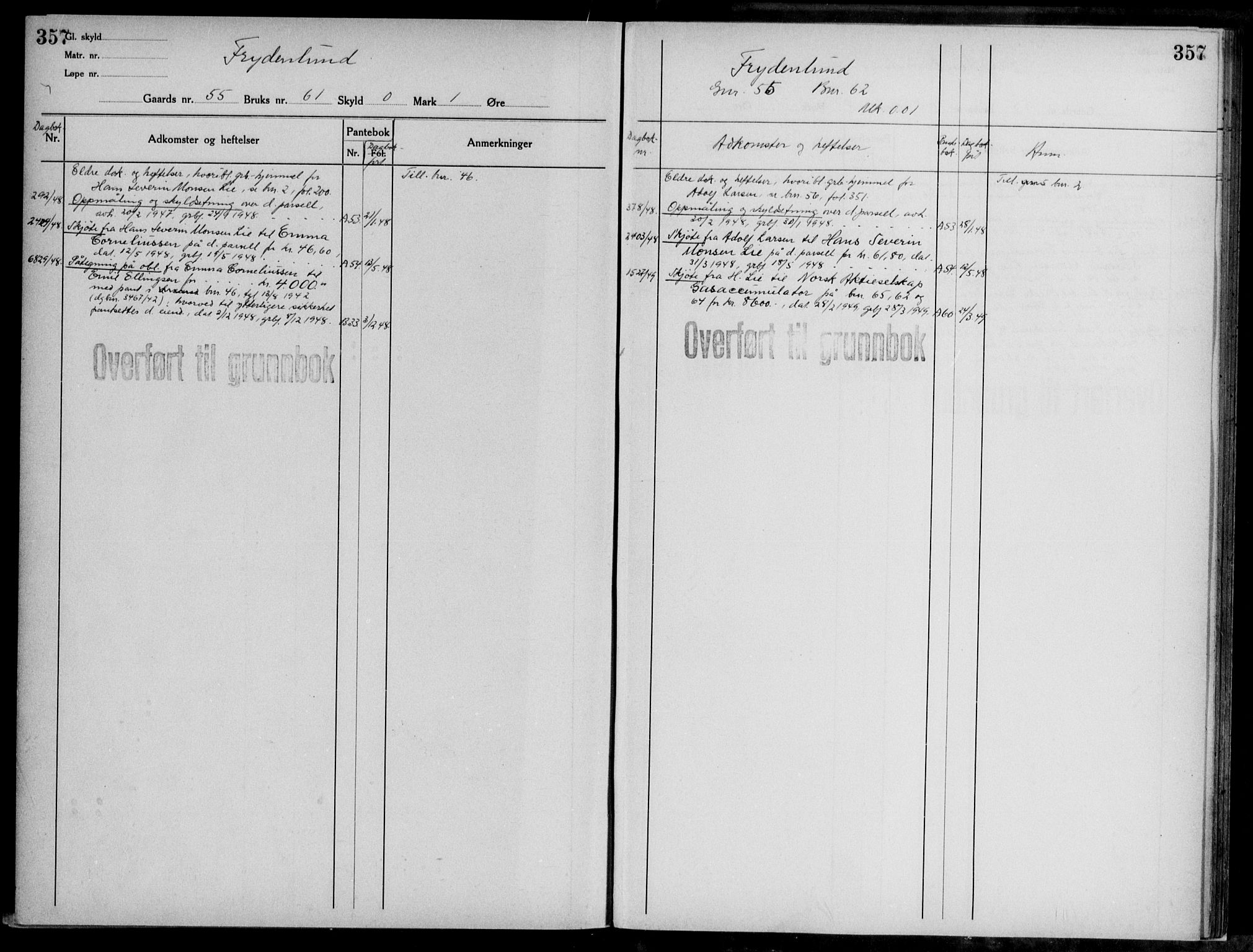 Midhordland sorenskriveri, AV/SAB-A-3001/1/G/Ga/Gab/L0117: Panteregister nr. II.A.b.117, s. 357