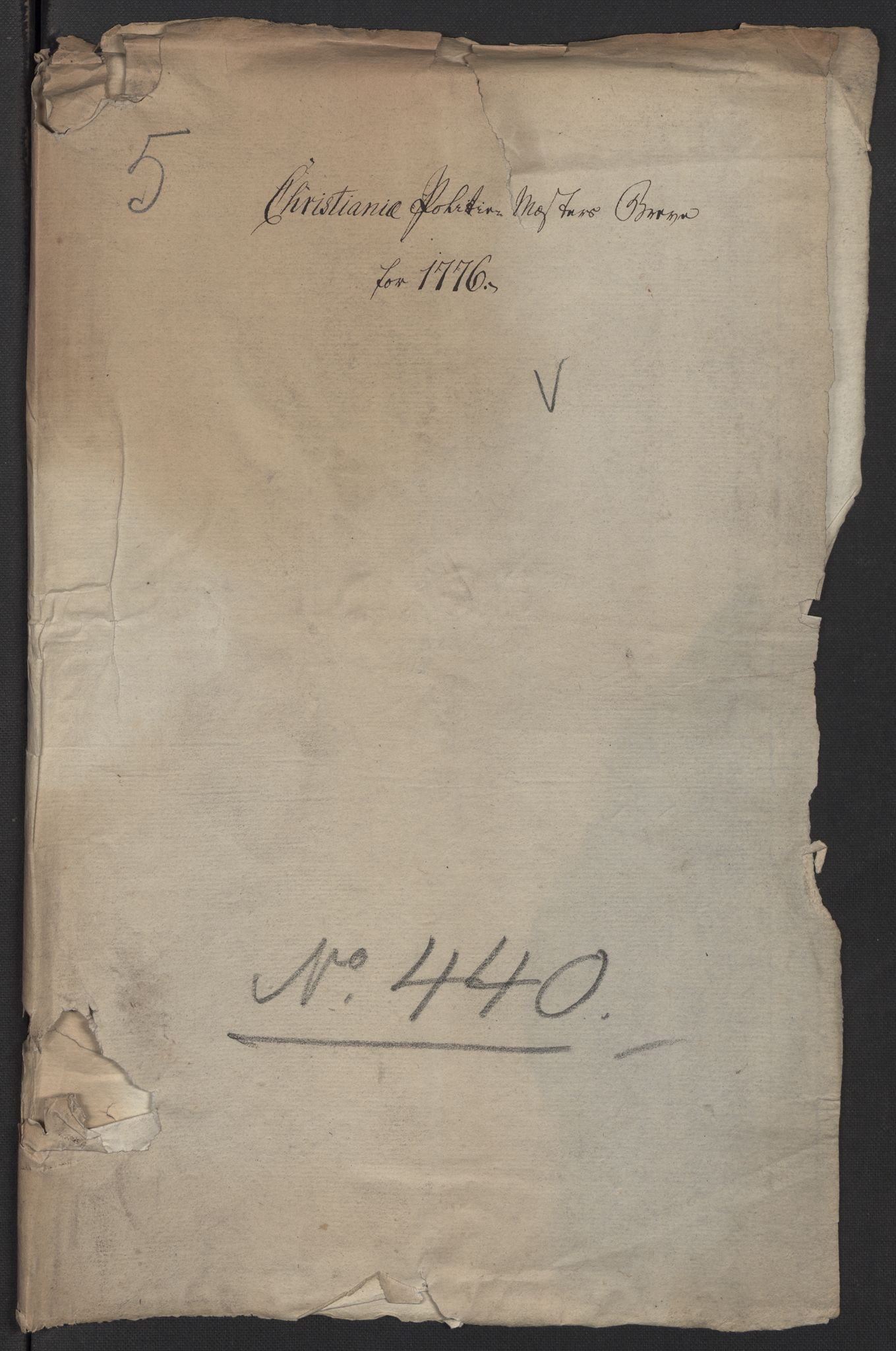 Kristiania stiftamt, SAO/A-10386/E/Ed/Edj/L0003: Politimesteren i Christiania, 1776-1780, s. 1