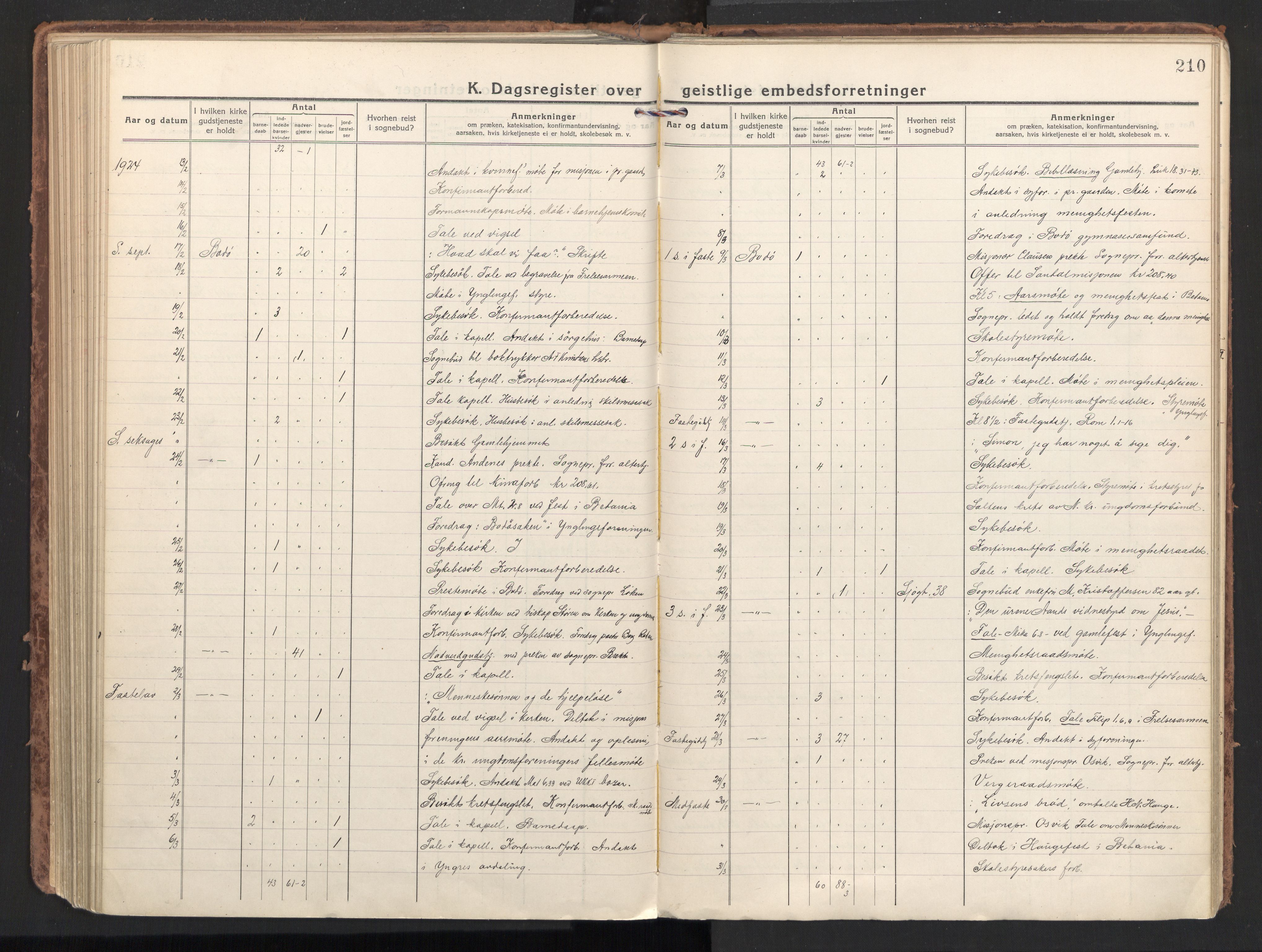 Ministerialprotokoller, klokkerbøker og fødselsregistre - Nordland, SAT/A-1459/801/L0018: Ministerialbok nr. 801A18, 1916-1930, s. 210