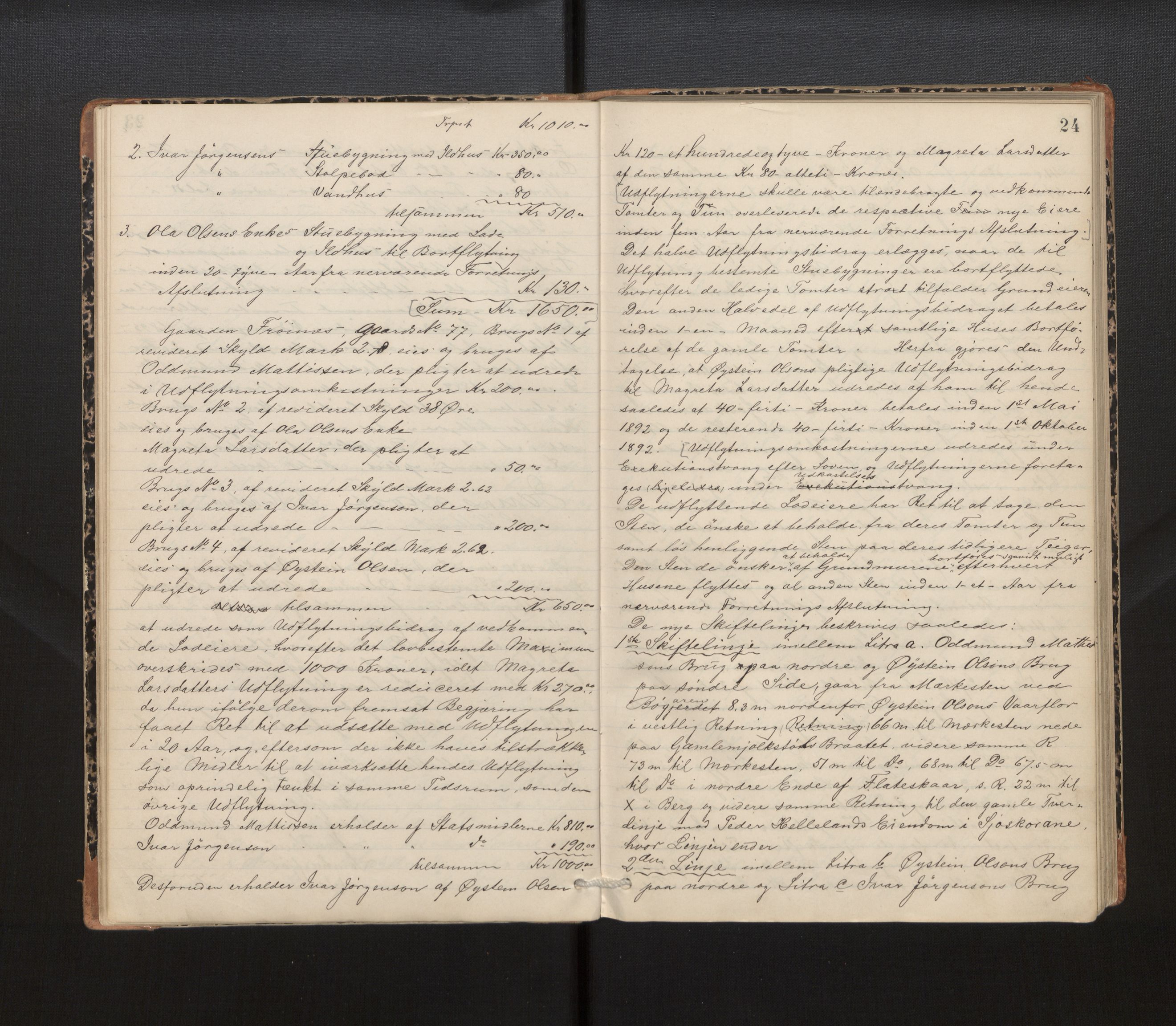 Hordaland jordskiftedøme - IV Hardanger jordskiftedistrikt, AV/SAB-A-7101/A/Aa/L0013: Forhandlingsprotokoll, 1890-1894, s. 23b-24a