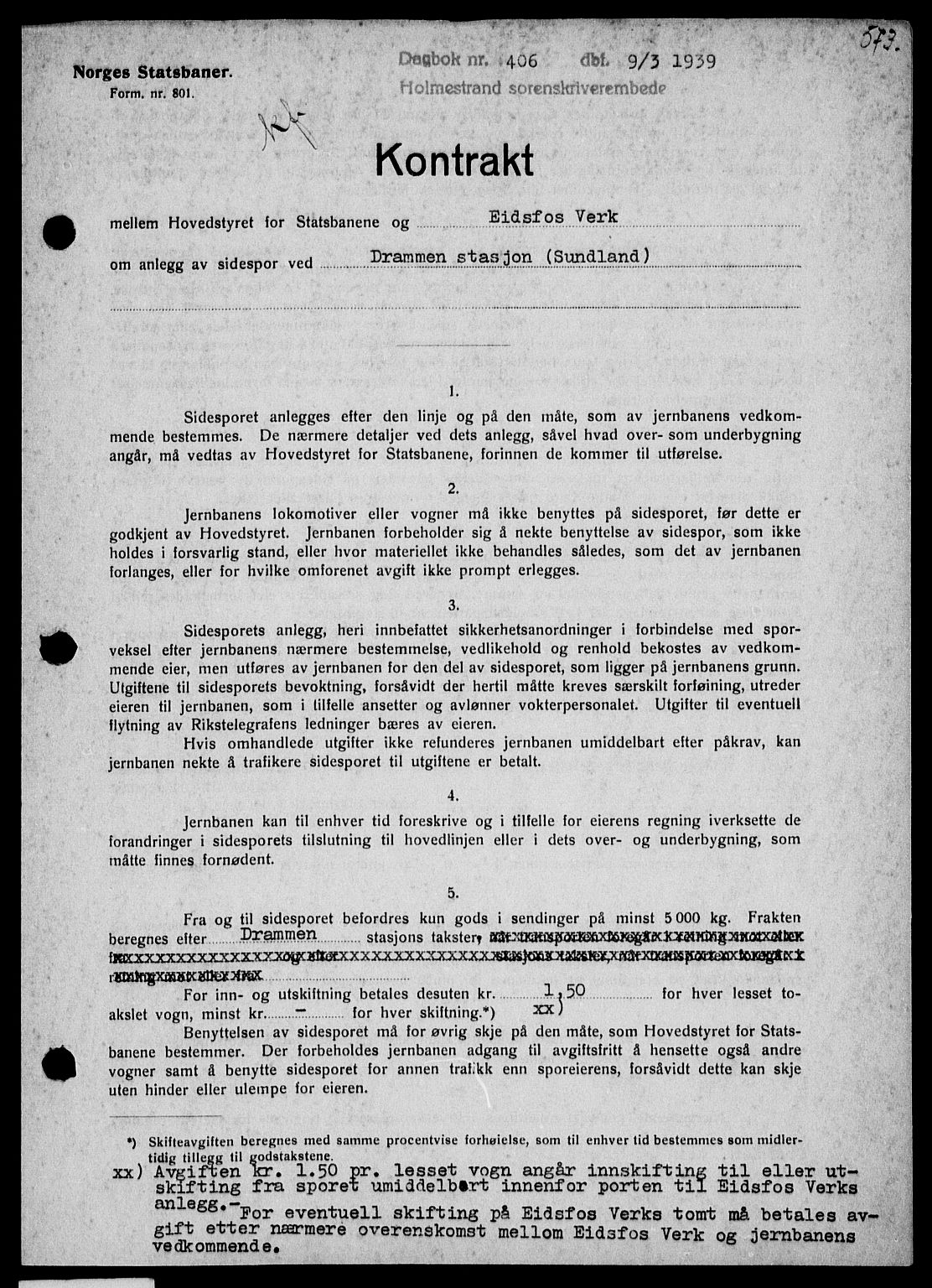 Holmestrand sorenskriveri, SAKO/A-67/G/Ga/Gaa/L0050: Pantebok nr. A-50, 1938-1939, Dagboknr: 406/1939