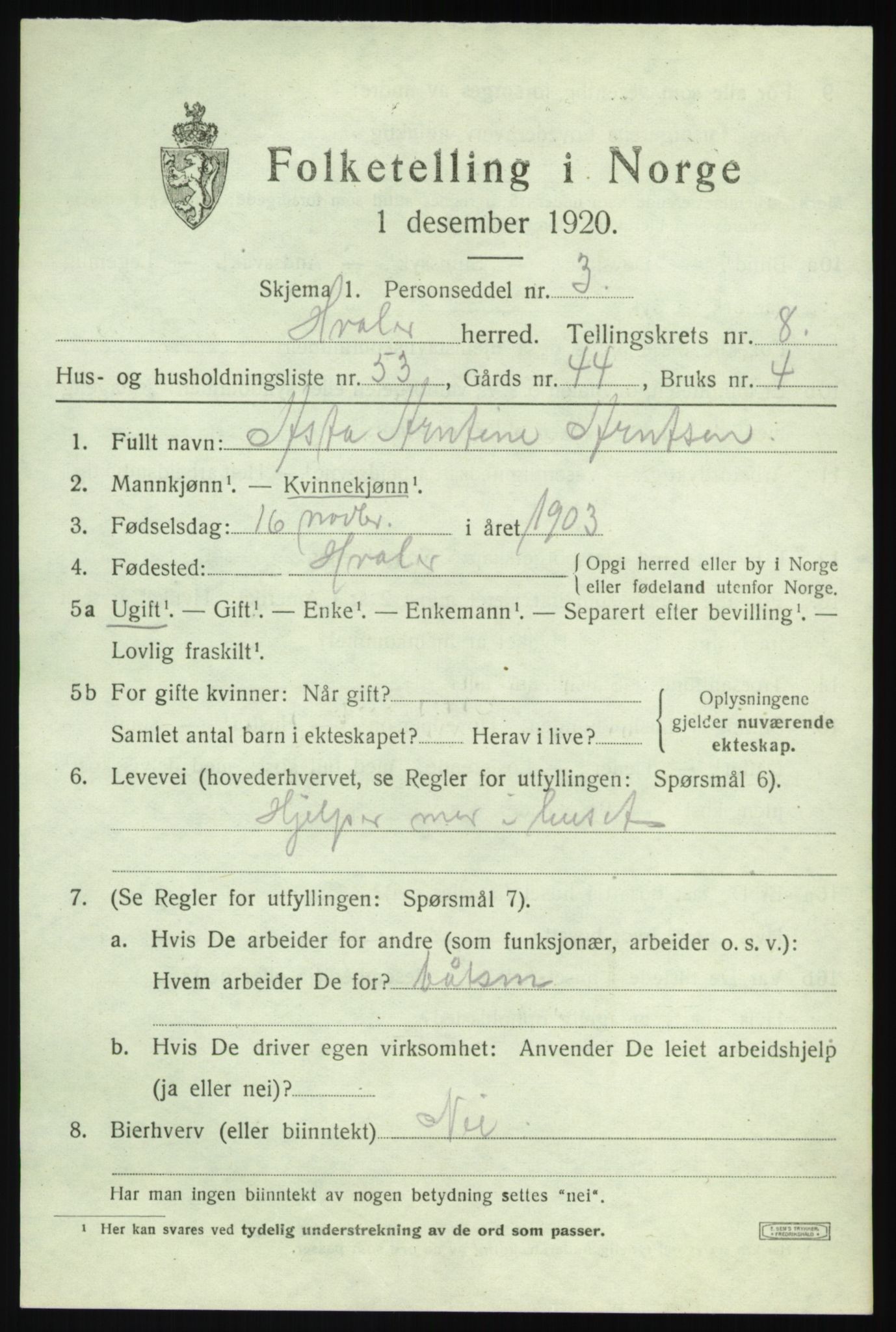 SAO, Folketelling 1920 for 0111 Hvaler herred, 1920, s. 7914