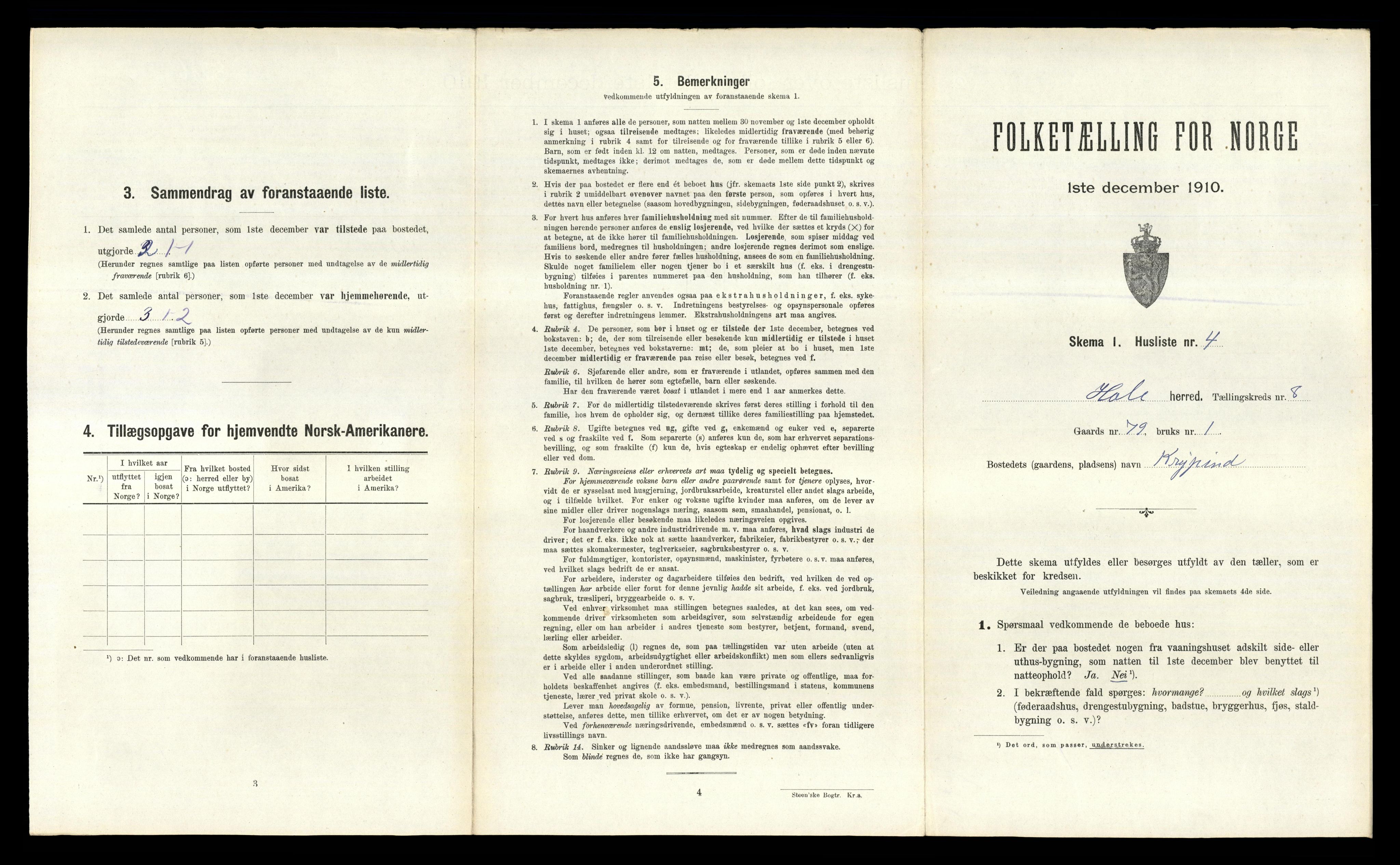 RA, Folketelling 1910 for 0612 Hole herred, 1910, s. 1206