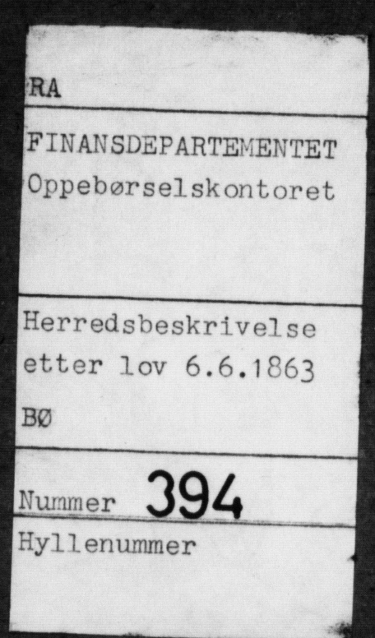 Matrikkelrevisjonen av 1863, RA/S-1530/F/Fe/L0394: Bø, 1863