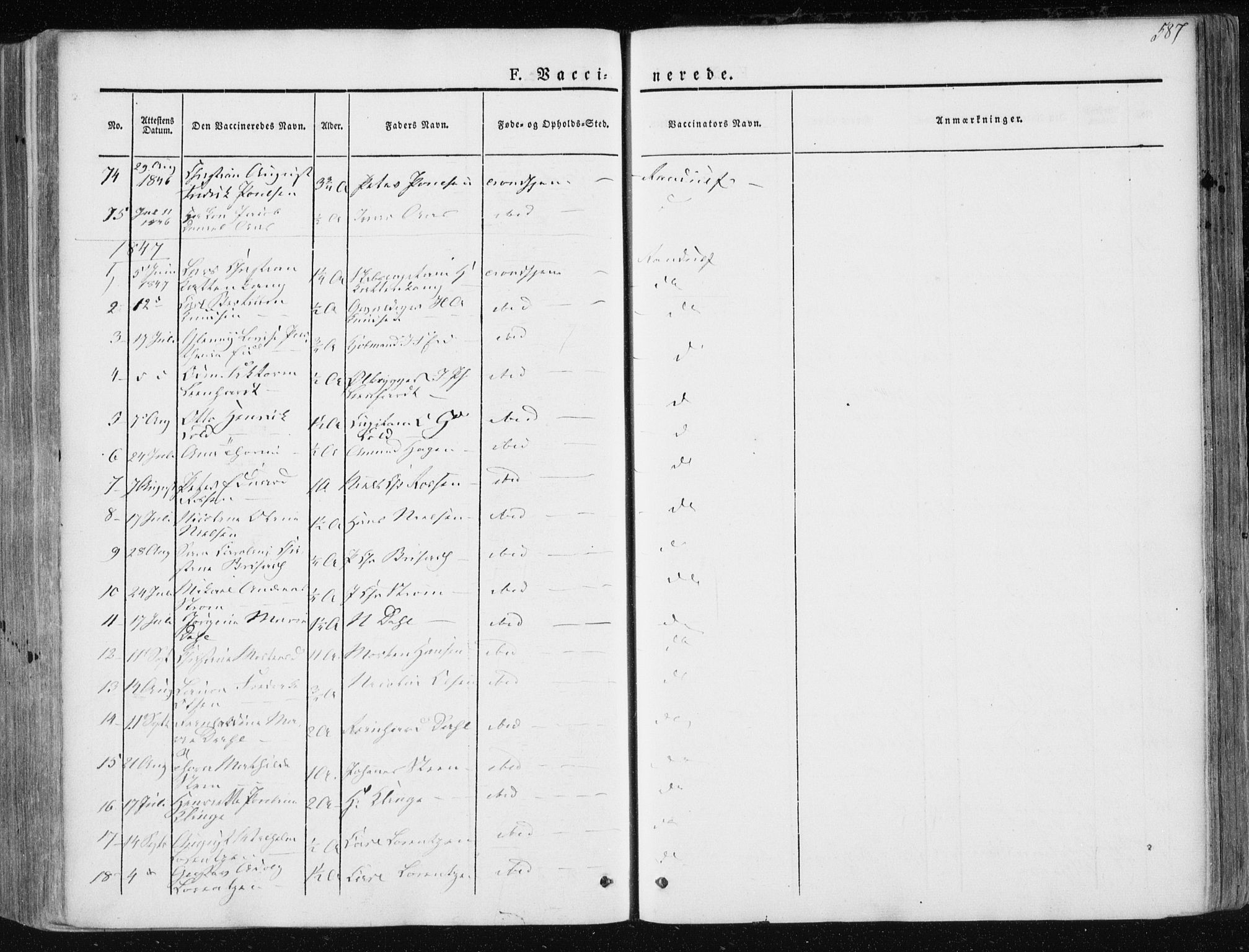 Ministerialprotokoller, klokkerbøker og fødselsregistre - Sør-Trøndelag, AV/SAT-A-1456/601/L0049: Ministerialbok nr. 601A17, 1839-1847, s. 587