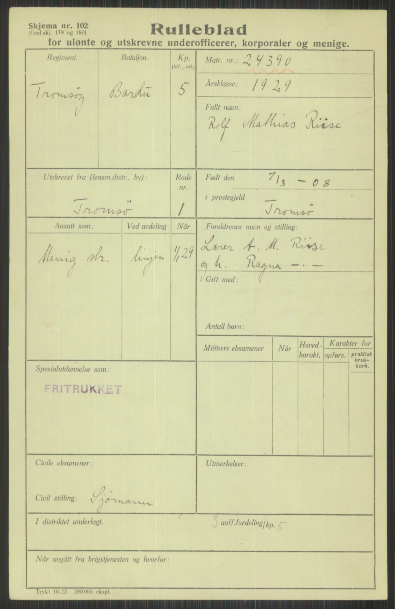 Forsvaret, Troms infanteriregiment nr. 16, AV/RA-RAFA-3146/P/Pa/L0013/0004: Rulleblad / Rulleblad for regimentets menige mannskaper, årsklasse 1929, 1929, s. 1125