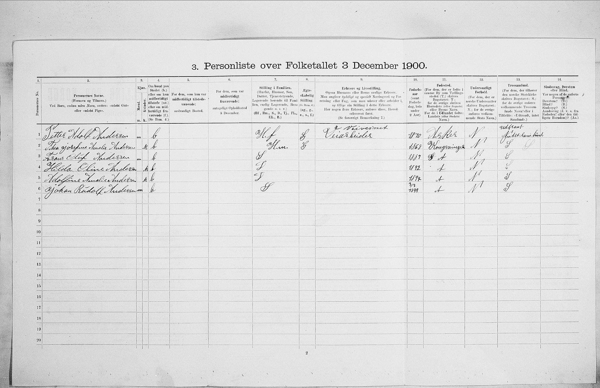 SAO, Folketelling 1900 for 0301 Kristiania kjøpstad, 1900, s. 64456