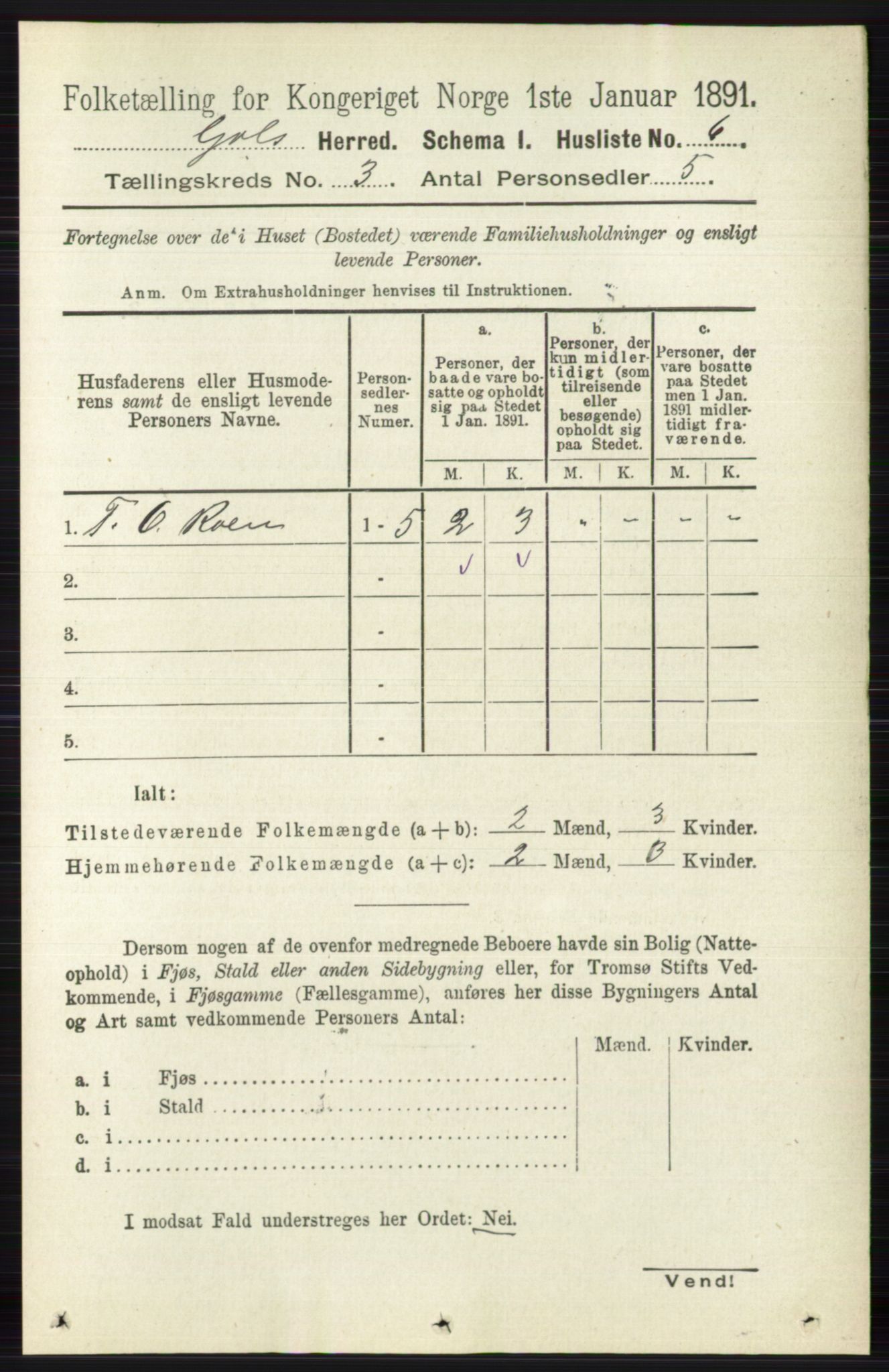 RA, Folketelling 1891 for 0617 Gol og Hemsedal herred, 1891, s. 1201