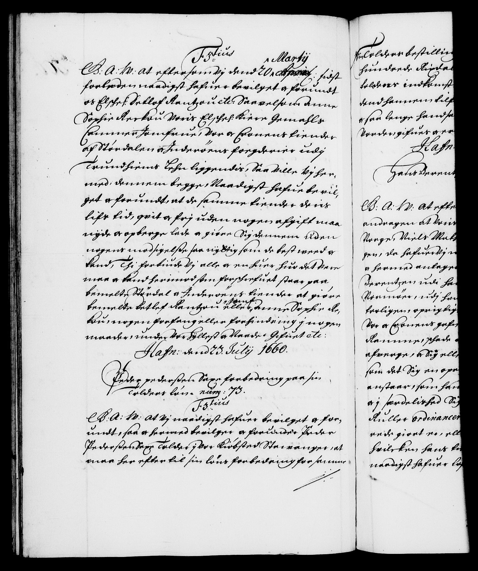 Danske Kanselli 1572-1799, RA/EA-3023/F/Fc/Fca/Fcaa/L0009: Norske registre (mikrofilm), 1657-1660, s. 200b