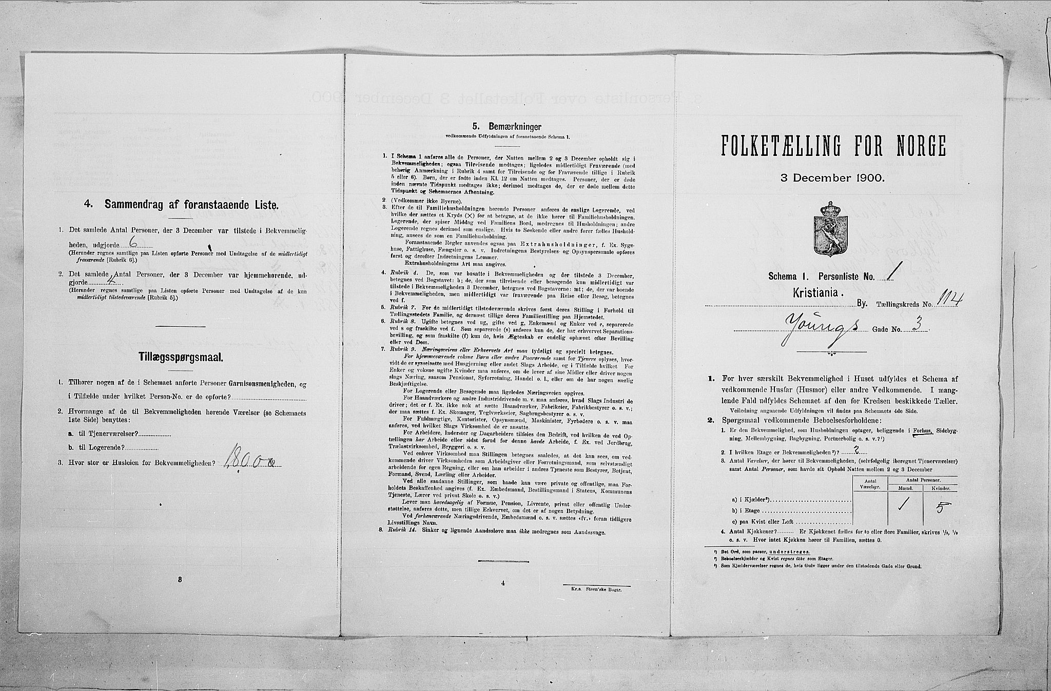 SAO, Folketelling 1900 for 0301 Kristiania kjøpstad, 1900, s. 114908