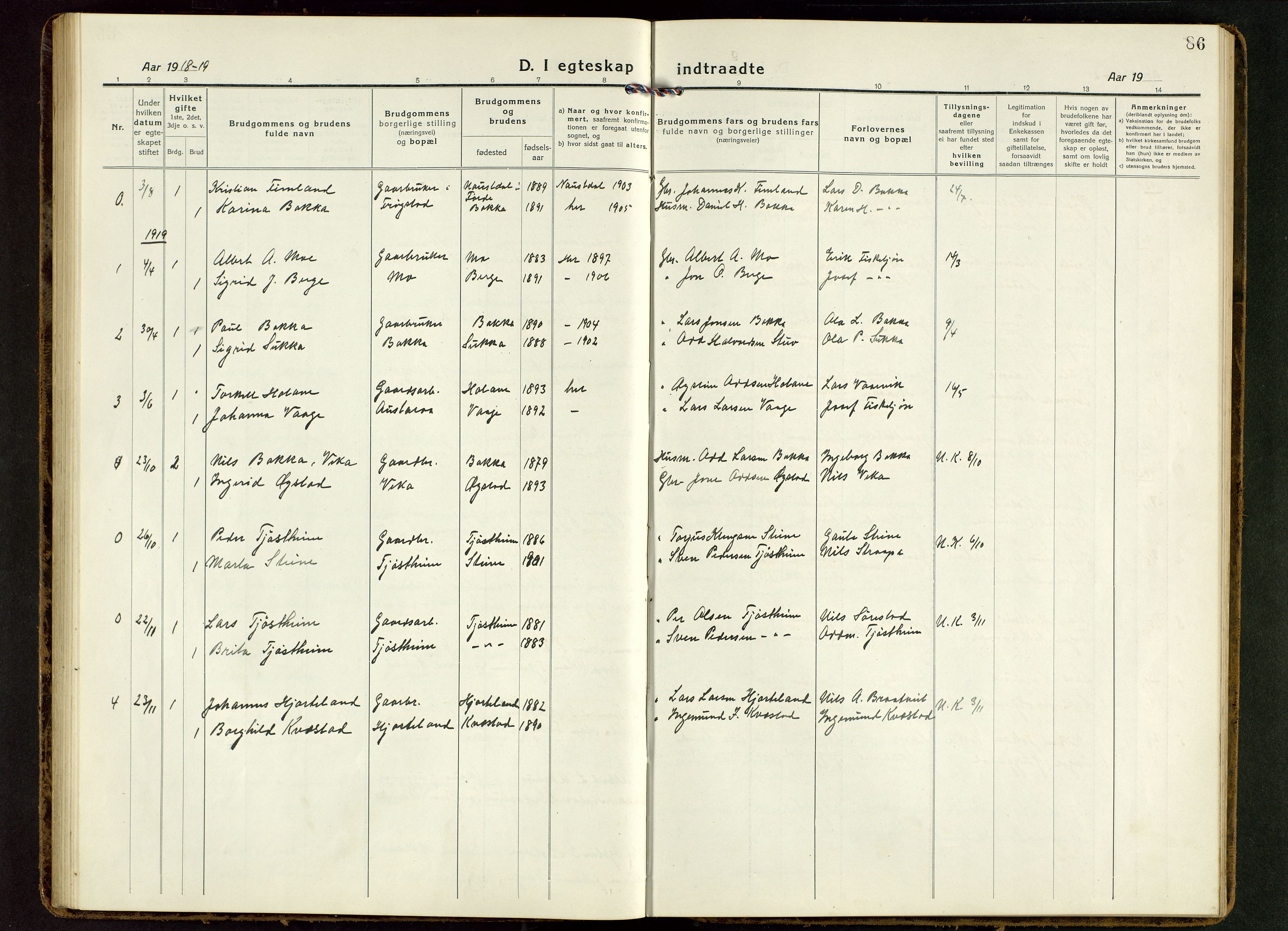 Suldal sokneprestkontor, SAST/A-101845/01/V/L0007: Klokkerbok nr. B 7, 1917-1946, s. 86