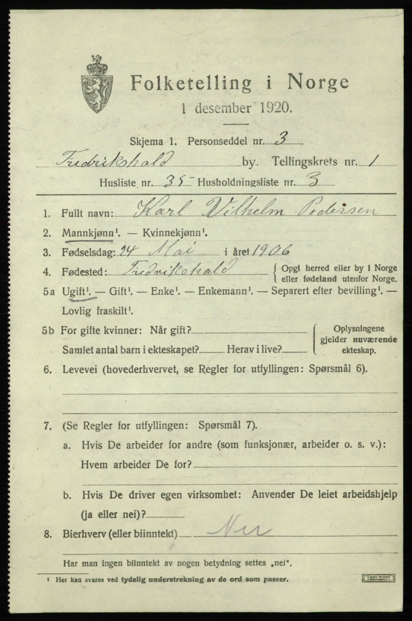 SAO, Folketelling 1920 for 0101 Fredrikshald kjøpstad, 1920, s. 8720