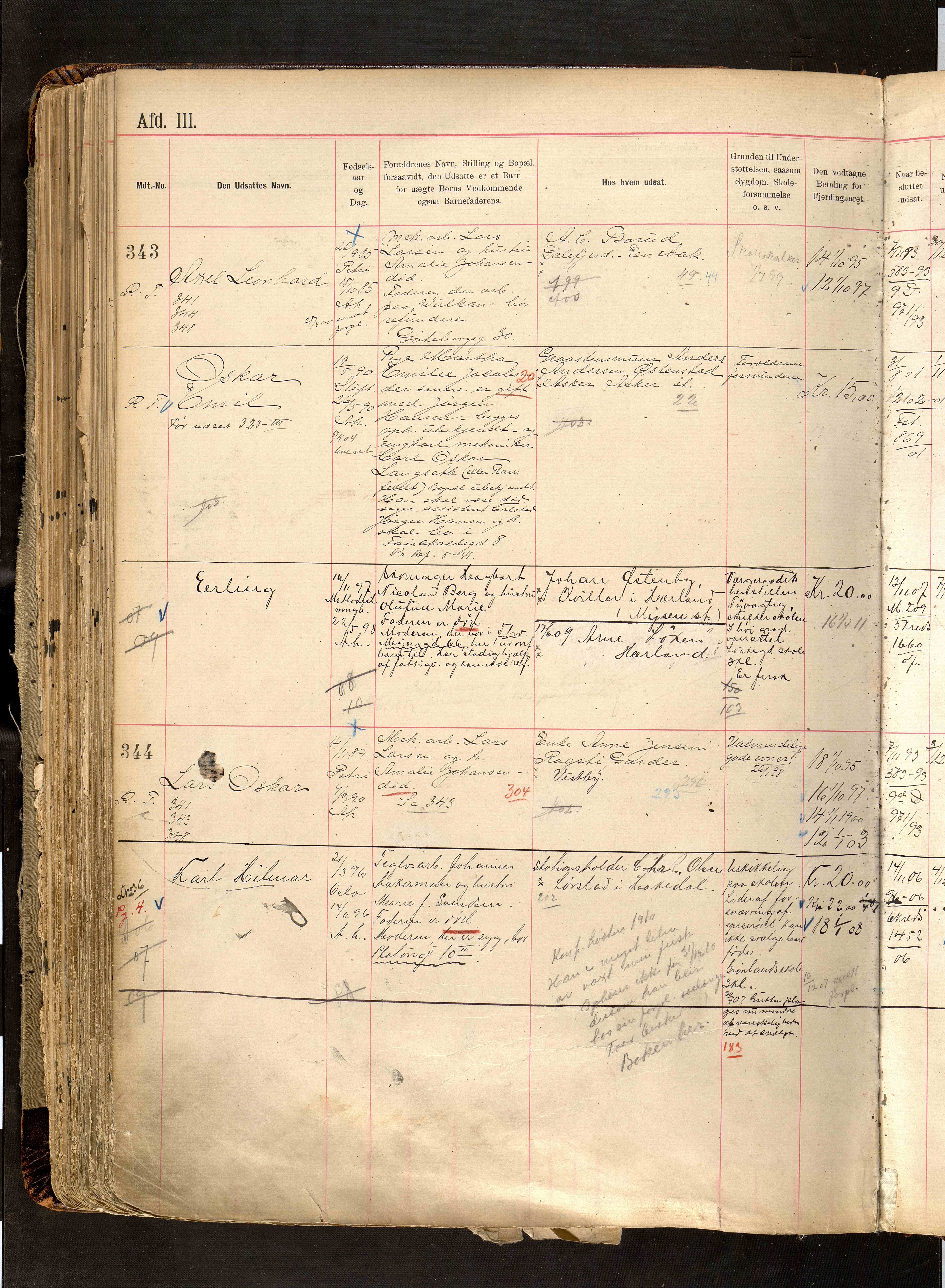 Fattigvesenet, OBA/A-20045/H/Hd/L0005: Manntallsprotokoll. Mnr. 1-500, 1897-1910, s. 410
