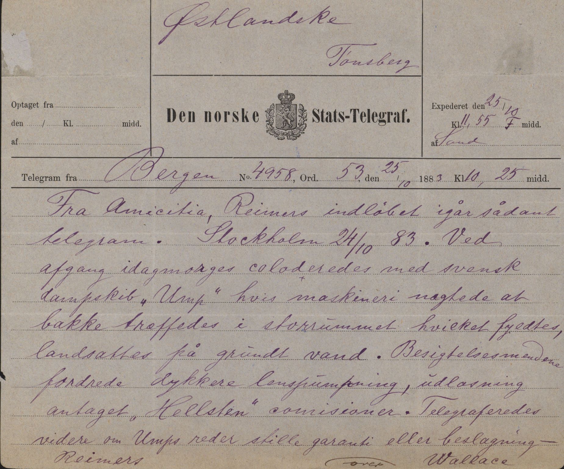 Pa 63 - Østlandske skibsassuranceforening, VEMU/A-1079/G/Ga/L0016/0003: Havaridokumenter / Triton, Bervadors Held, Anastasia, Amicitia, 1883, s. 81