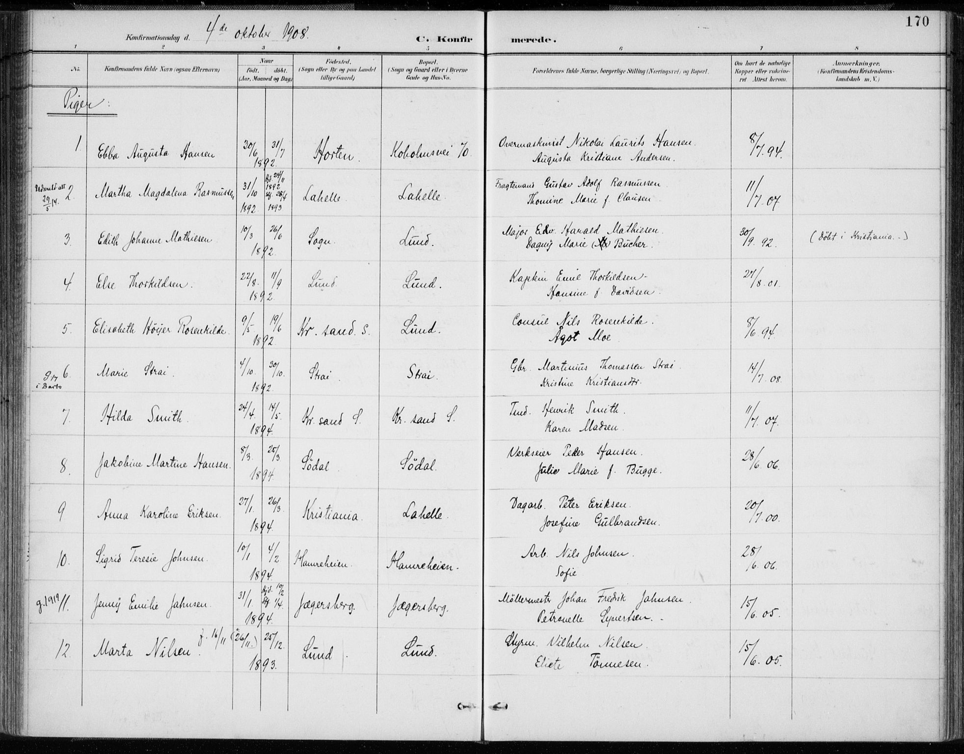 Oddernes sokneprestkontor, AV/SAK-1111-0033/F/Fa/Faa/L0010: Ministerialbok nr. A 10, 1897-1911, s. 170