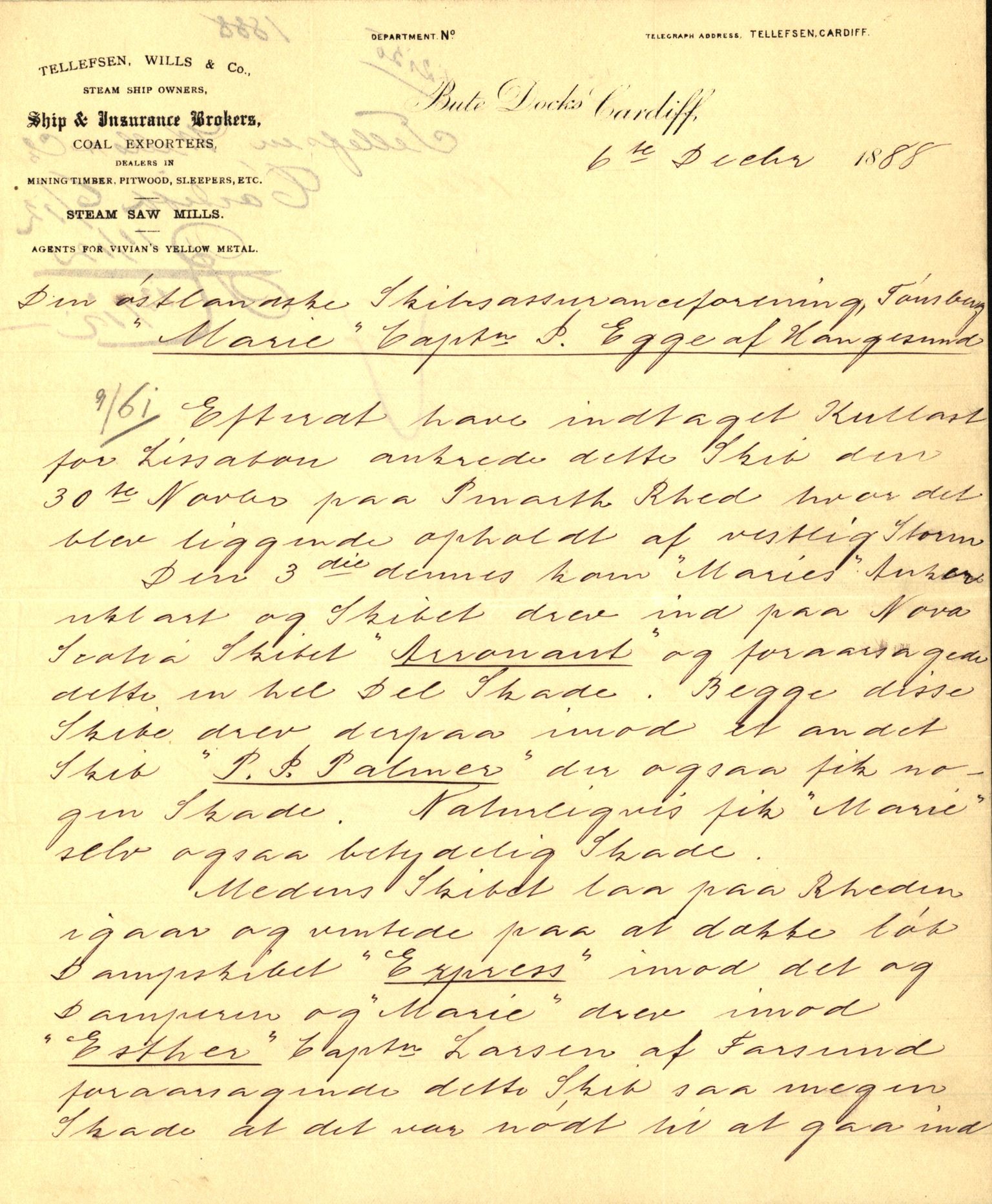 Pa 63 - Østlandske skibsassuranceforening, VEMU/A-1079/G/Ga/L0022/0008: Havaridokumenter / Magna av Haugesund, Marie, Mars, Mary, Mizpa, 1888, s. 25