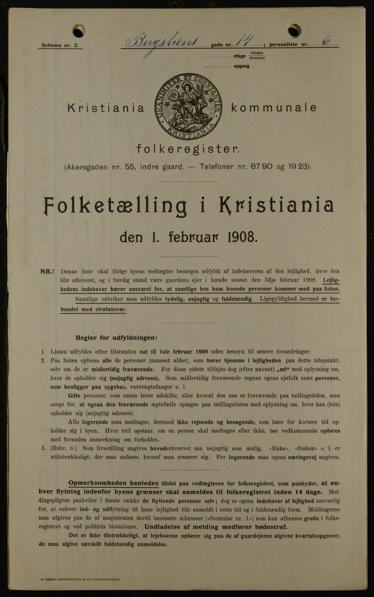 OBA, Kommunal folketelling 1.2.1908 for Kristiania kjøpstad, 1908, s. 4312