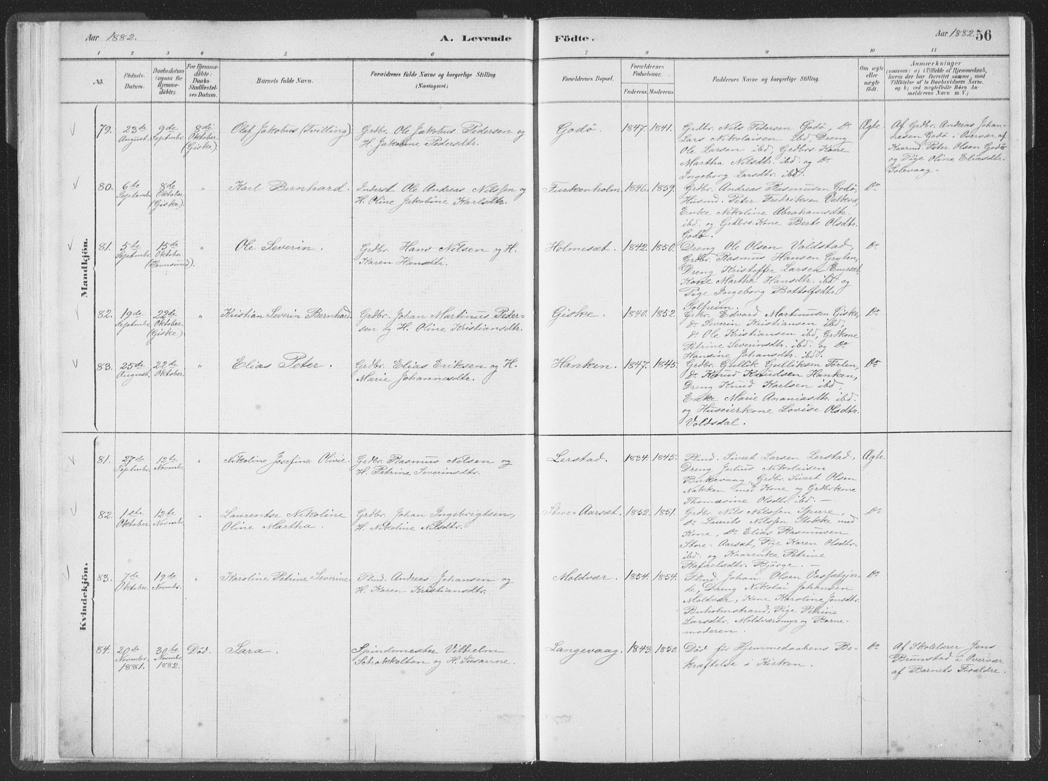 Ministerialprotokoller, klokkerbøker og fødselsregistre - Møre og Romsdal, SAT/A-1454/528/L0401: Ministerialbok nr. 528A12I, 1880-1920, s. 56