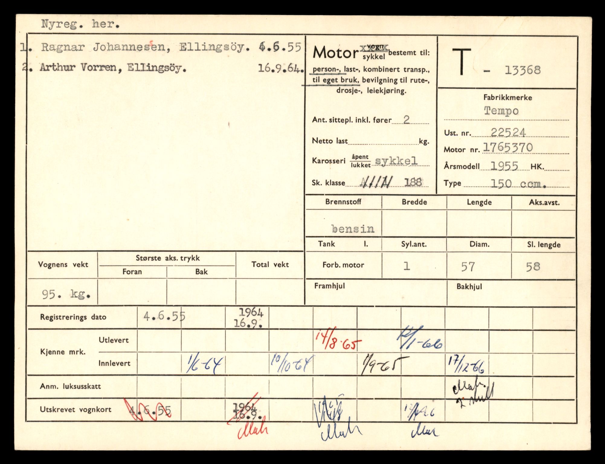 Møre og Romsdal vegkontor - Ålesund trafikkstasjon, AV/SAT-A-4099/F/Fe/L0039: Registreringskort for kjøretøy T 13361 - T 13530, 1927-1998, s. 123