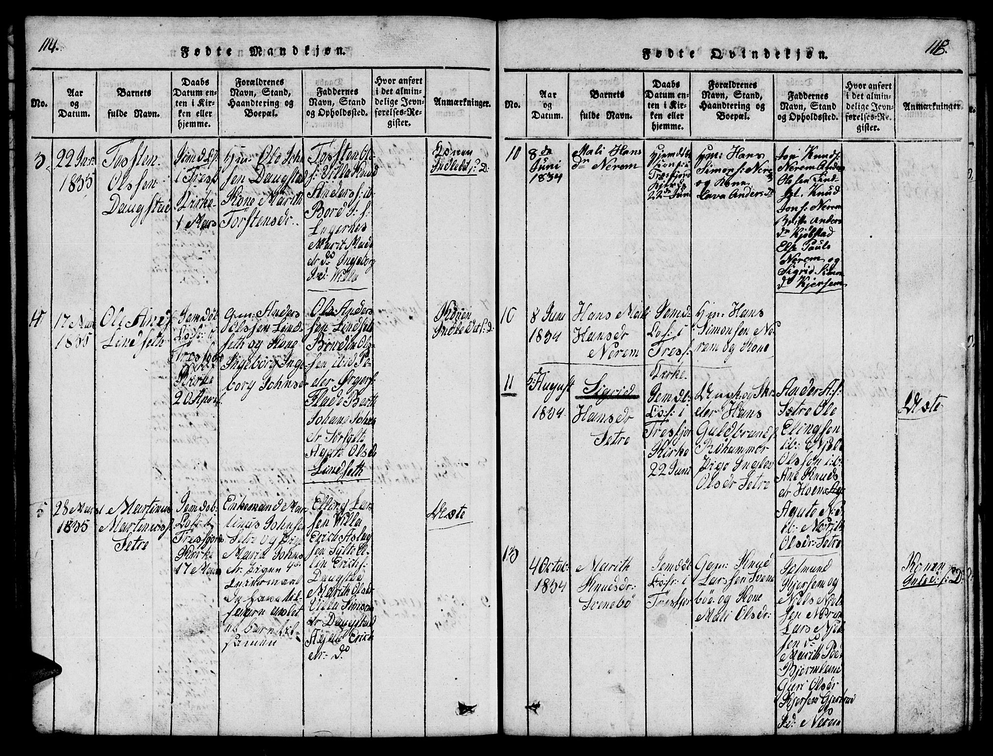 Ministerialprotokoller, klokkerbøker og fødselsregistre - Møre og Romsdal, AV/SAT-A-1454/541/L0546: Klokkerbok nr. 541C01, 1818-1856, s. 114-115