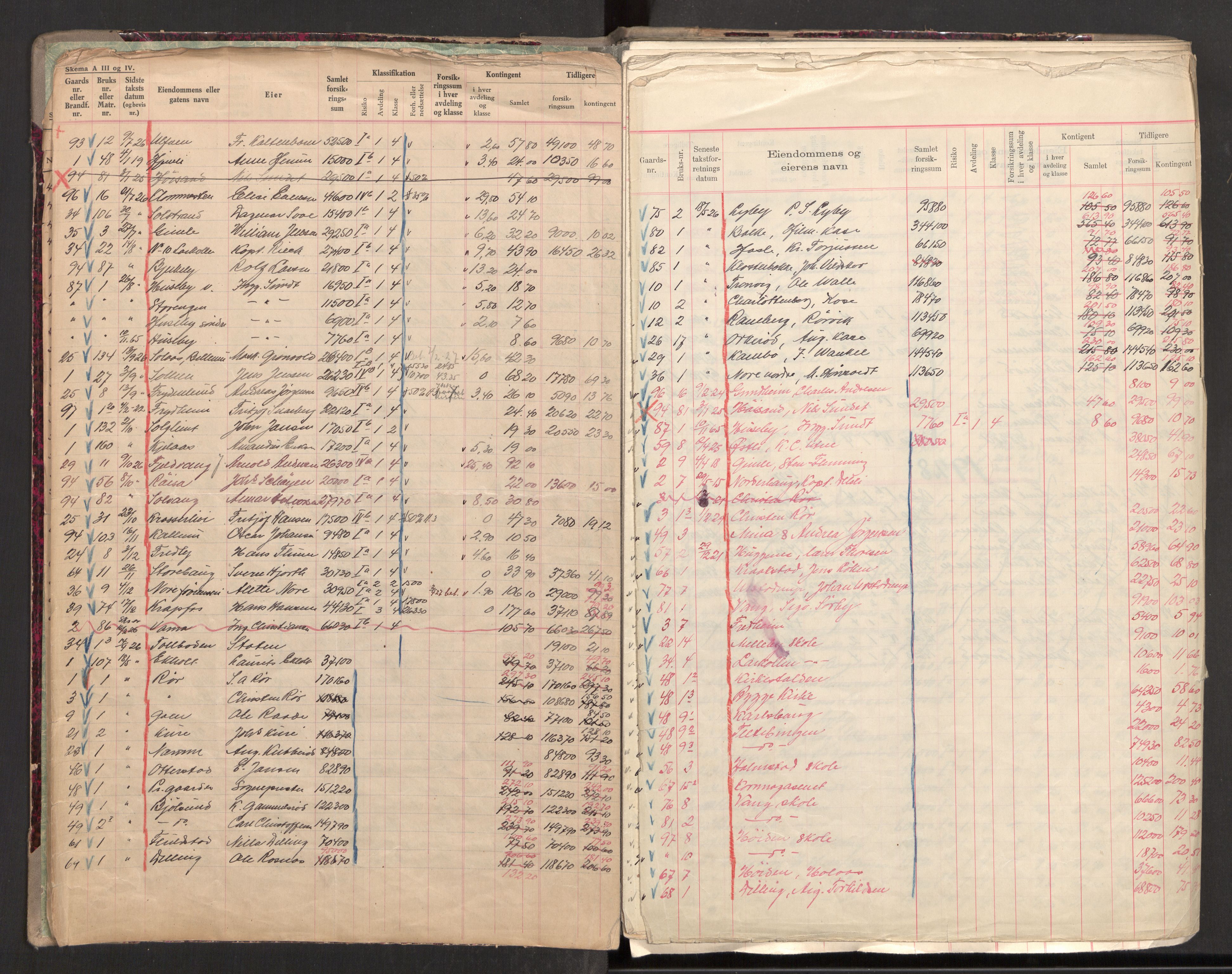 Norges brannkasse, branntakster Rygge, AV/SAO-A-11368/F/Fb/L0001: Branntakstprotokoll II, 1937-1955