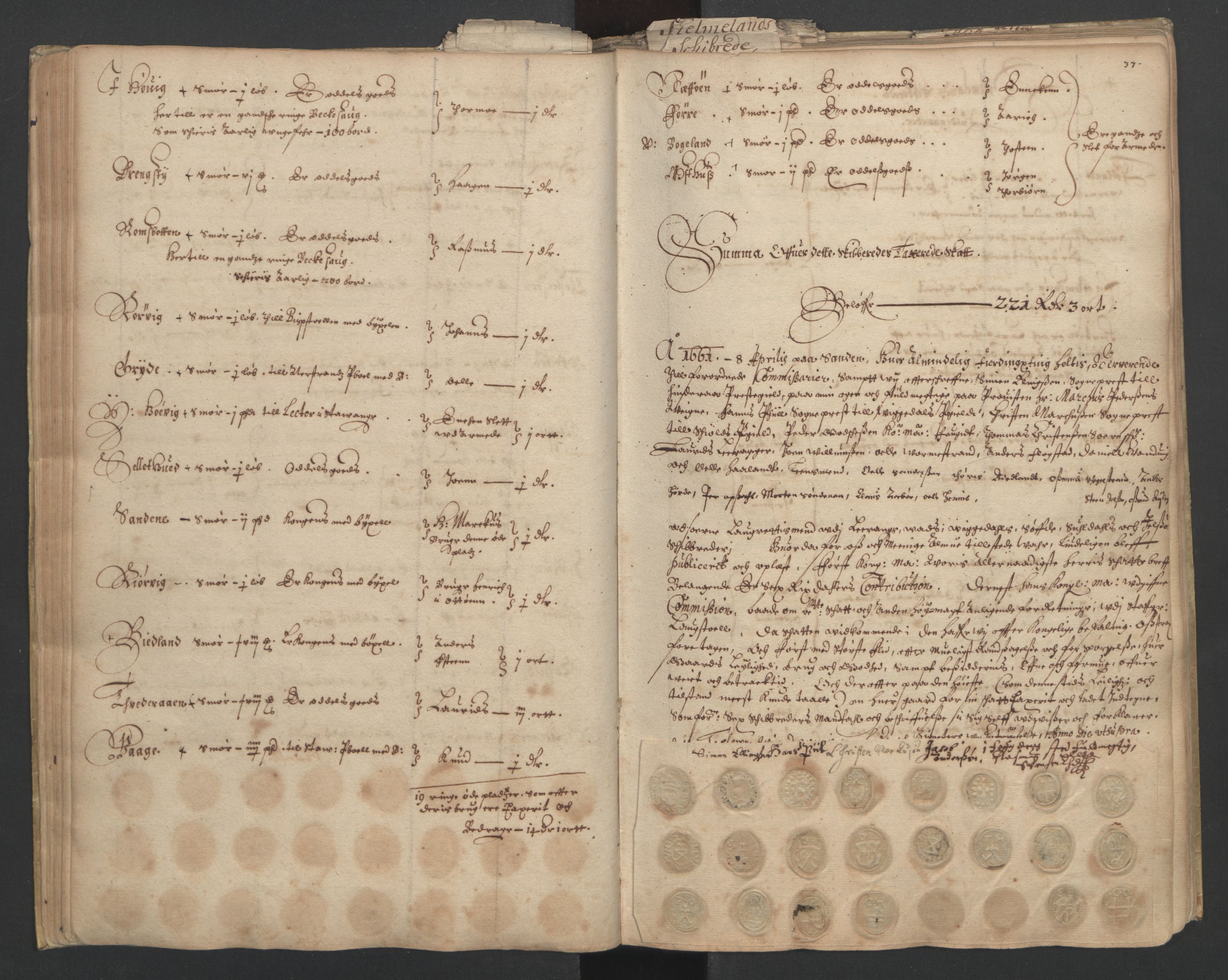 Rentekammeret inntil 1814, Realistisk ordnet avdeling, RA/EA-4070/L/L0023/0001: Stavanger lagdømme: / [A]: Alminnelig jordebok og skattemanntall (6 dalers kontribusjonsskatt), 1661, s. 36b-37a