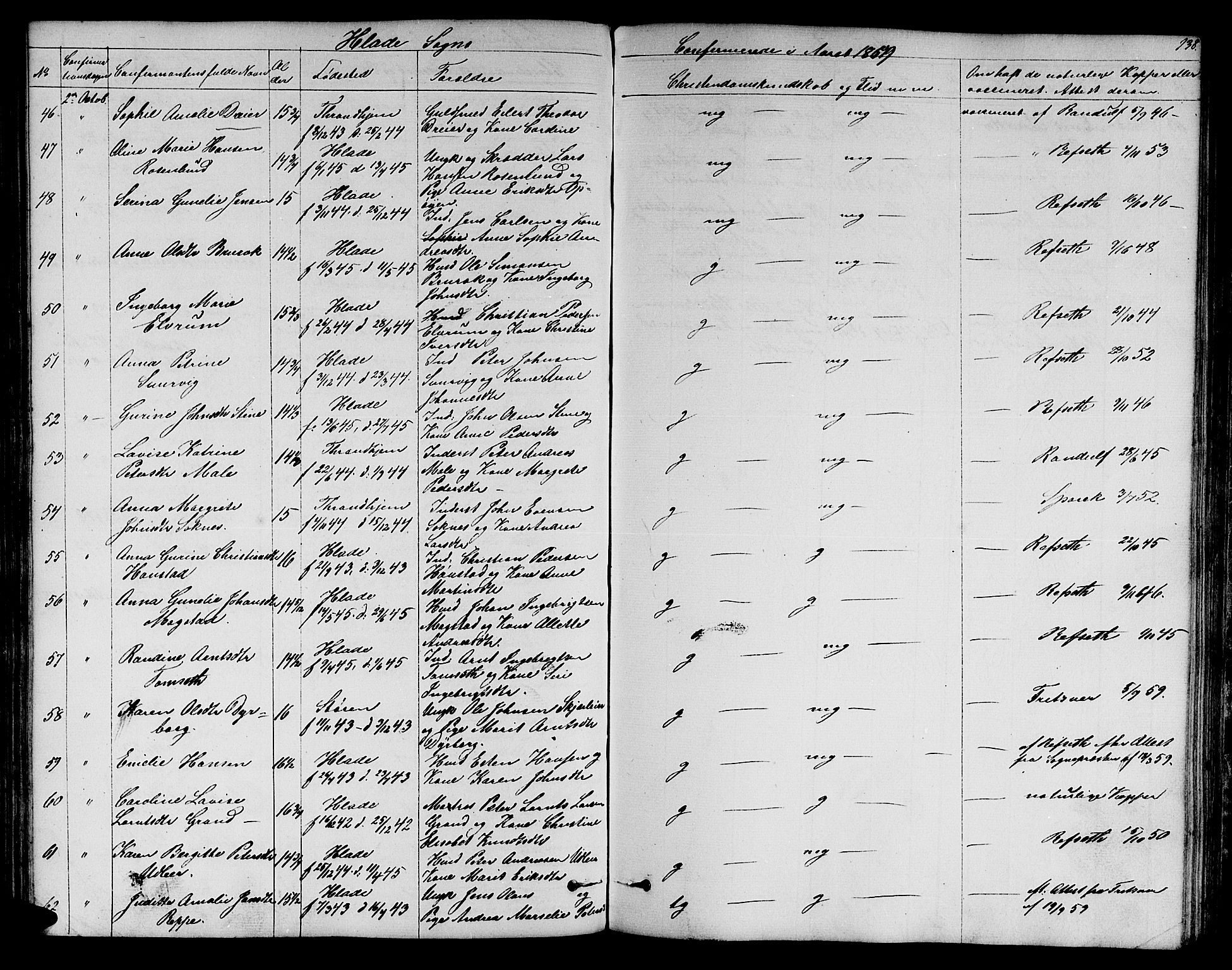 Ministerialprotokoller, klokkerbøker og fødselsregistre - Sør-Trøndelag, SAT/A-1456/606/L0310: Klokkerbok nr. 606C06, 1850-1859, s. 138