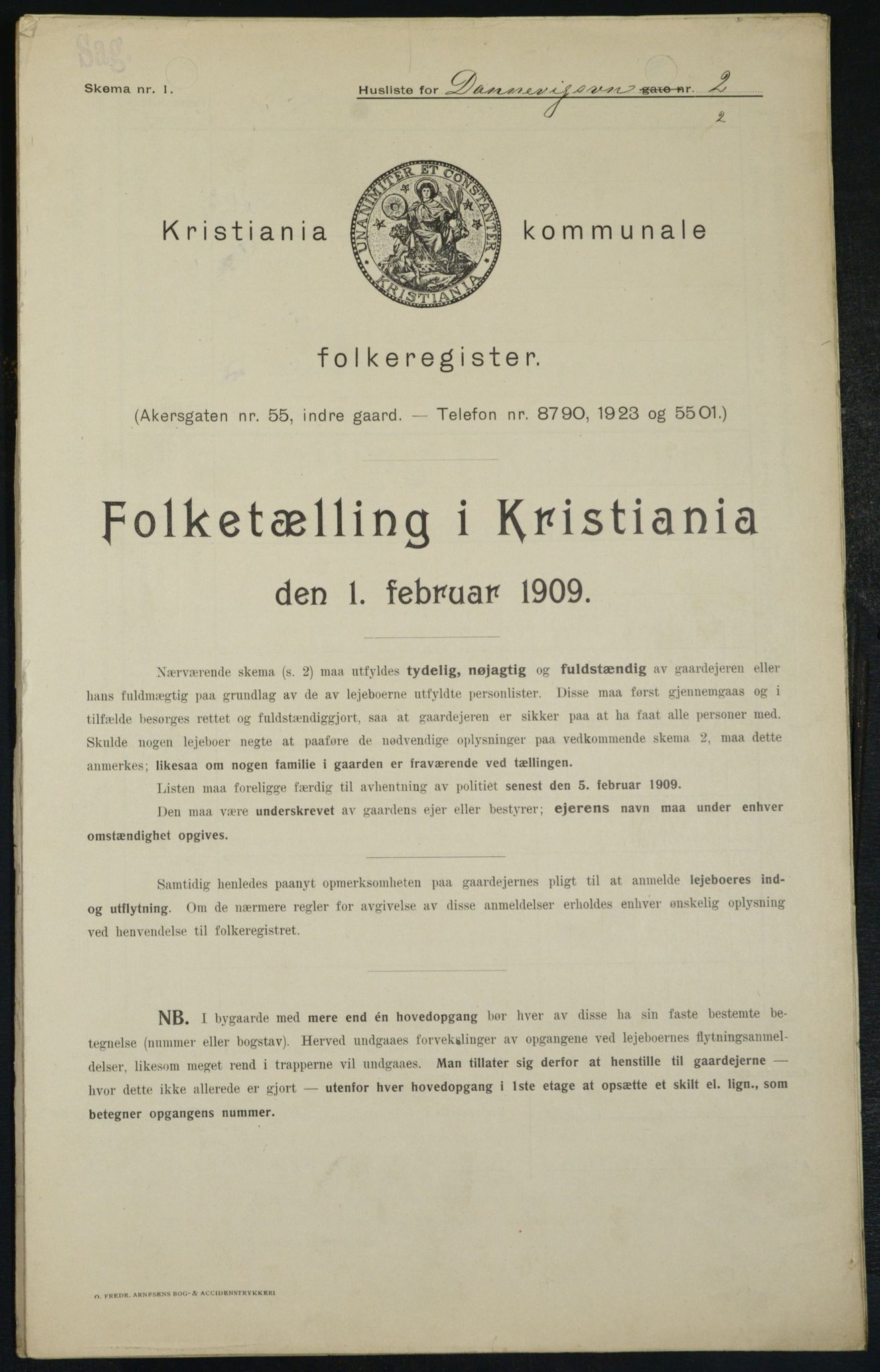 OBA, Kommunal folketelling 1.2.1909 for Kristiania kjøpstad, 1909, s. 13742