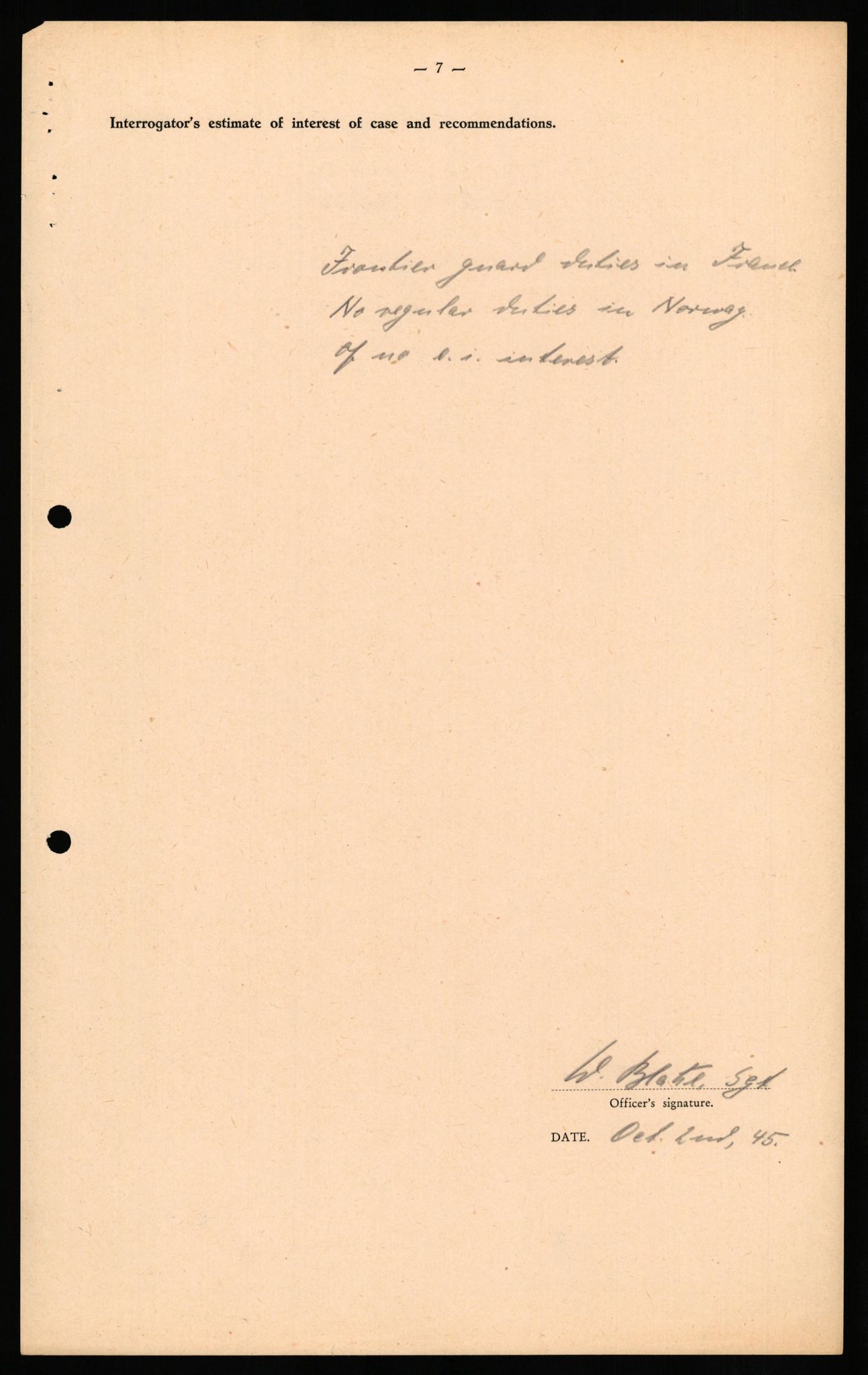 Forsvaret, Forsvarets overkommando II, AV/RA-RAFA-3915/D/Db/L0026: CI Questionaires. Tyske okkupasjonsstyrker i Norge. Tyskere., 1945-1946, s. 474