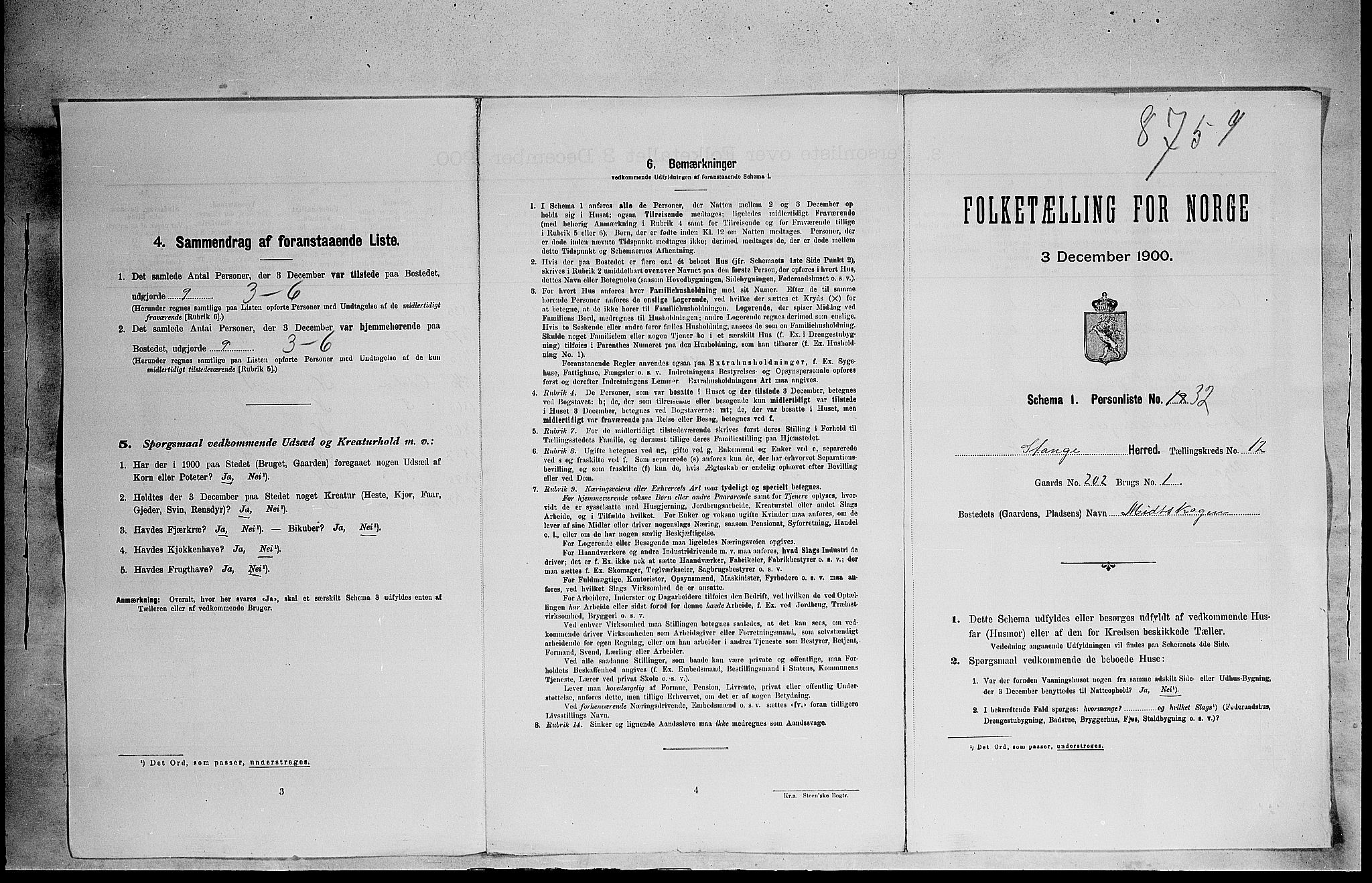 SAH, Folketelling 1900 for 0417 Stange herred, 1900, s. 2355