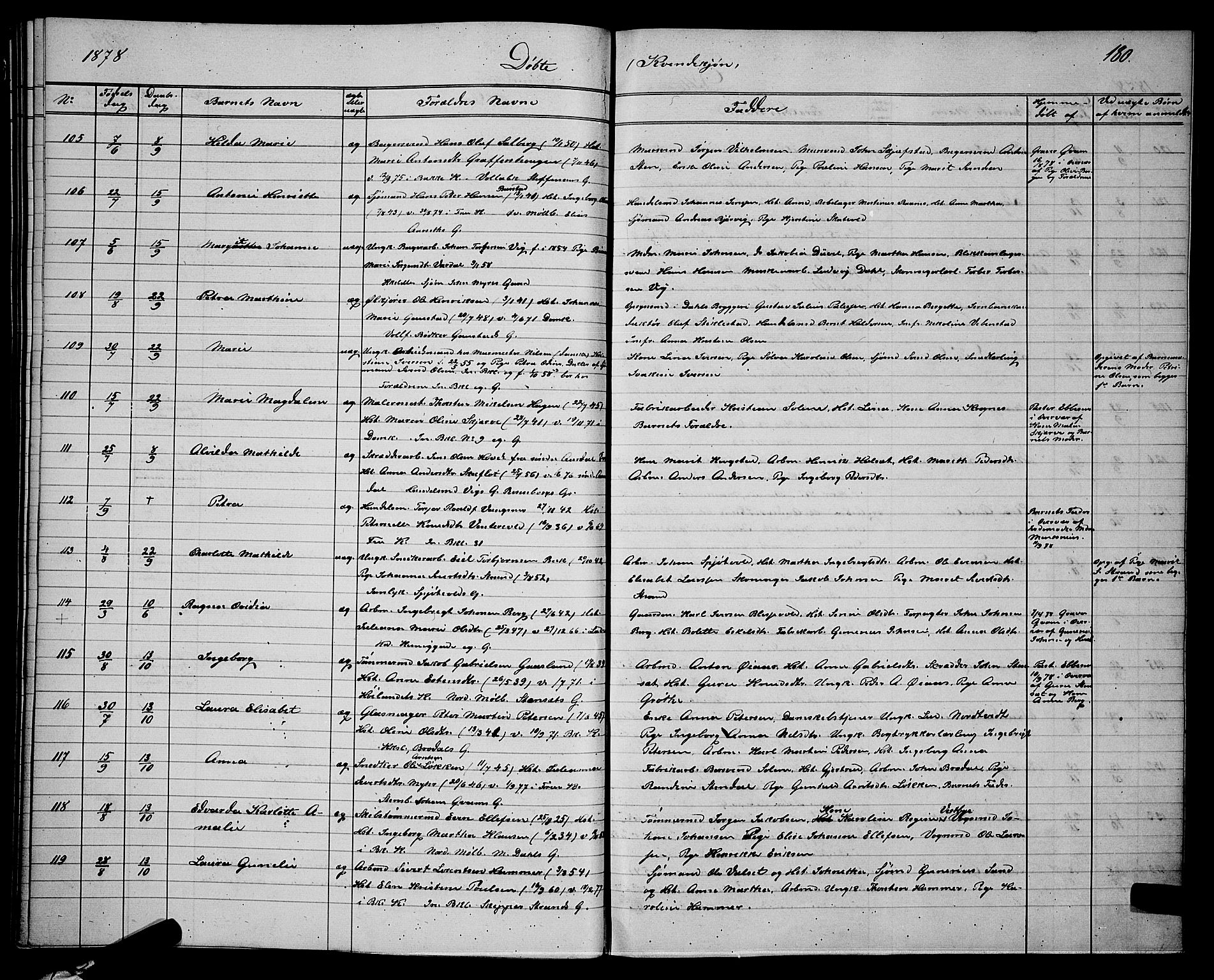 Ministerialprotokoller, klokkerbøker og fødselsregistre - Sør-Trøndelag, AV/SAT-A-1456/604/L0220: Klokkerbok nr. 604C03, 1870-1885, s. 180