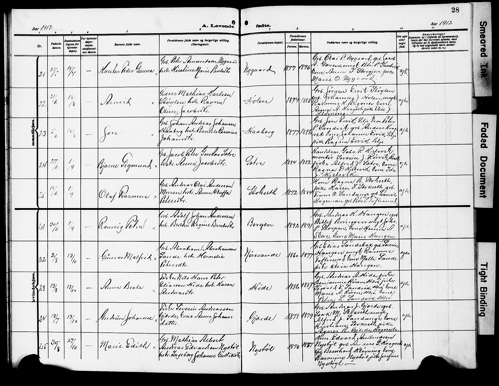 Ministerialprotokoller, klokkerbøker og fødselsregistre - Møre og Romsdal, AV/SAT-A-1454/503/L0050: Klokkerbok nr. 503C05, 1909-1922, s. 28