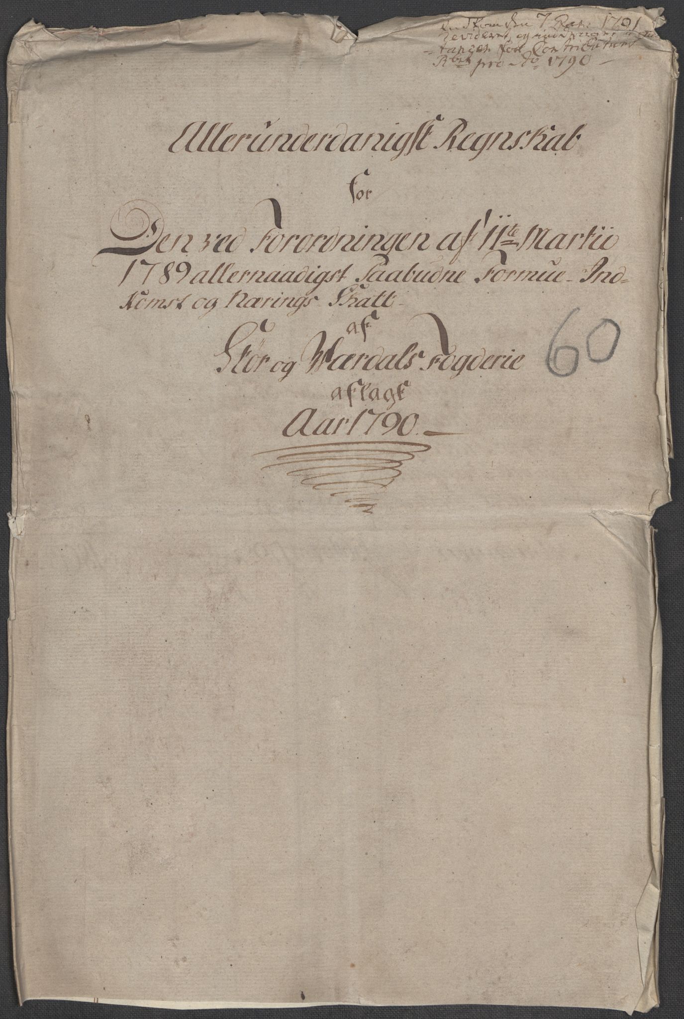 Rentekammeret inntil 1814, Reviderte regnskaper, Mindre regnskaper, RA/EA-4068/Rf/Rfe/L0045: Stavanger, Stjørdal og Verdal fogderi, 1789, s. 131