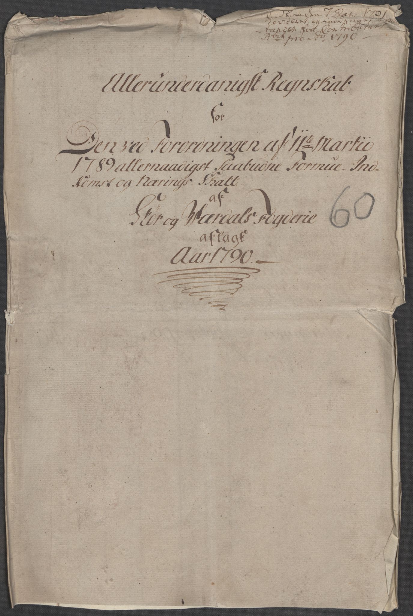 Rentekammeret inntil 1814, Reviderte regnskaper, Mindre regnskaper, AV/RA-EA-4068/Rf/Rfe/L0045: Stavanger, Stjørdal og Verdal fogderi, 1789, s. 131