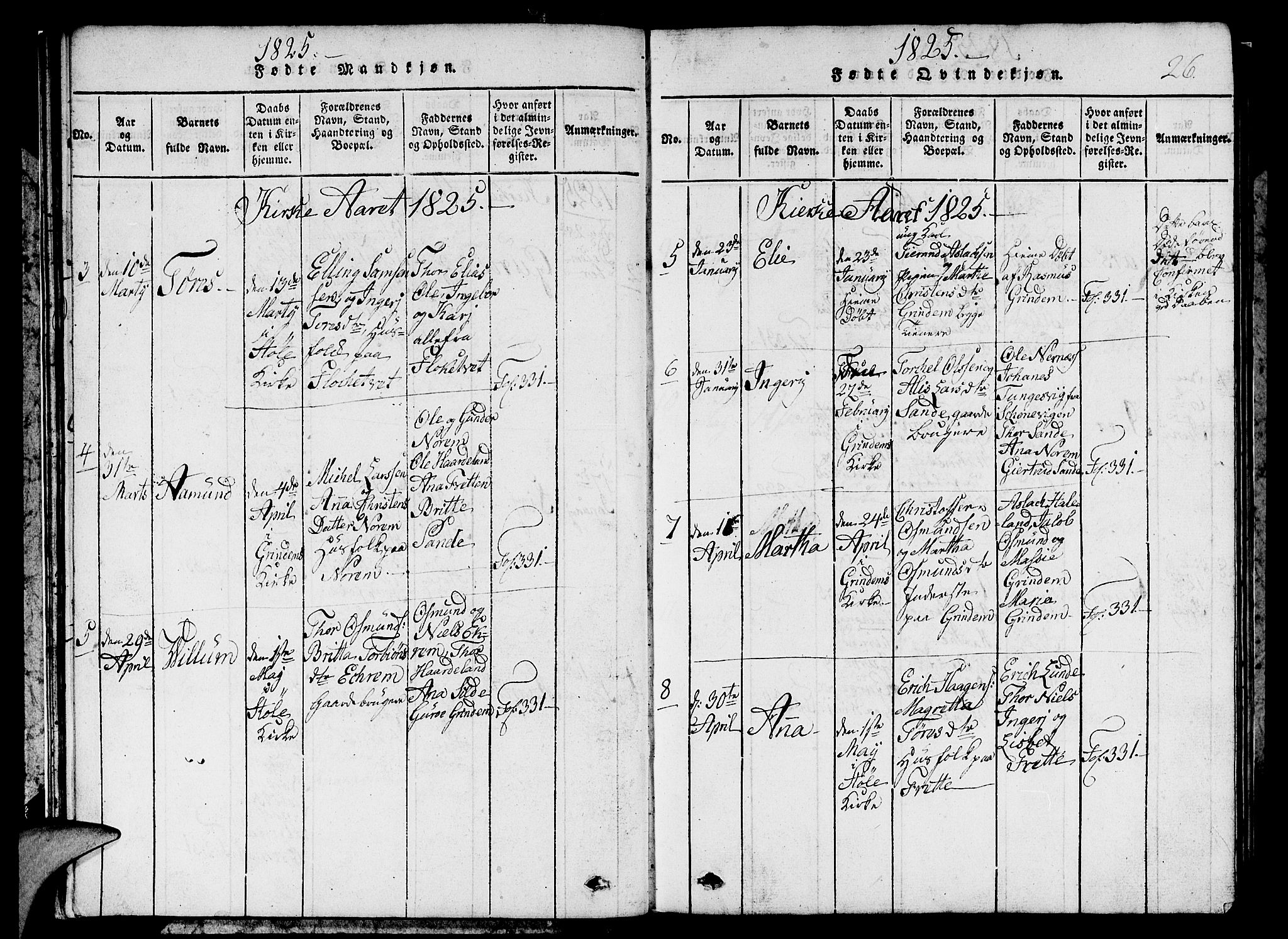 Etne sokneprestembete, AV/SAB-A-75001/H/Hab: Klokkerbok nr. C 1, 1816-1841, s. 26