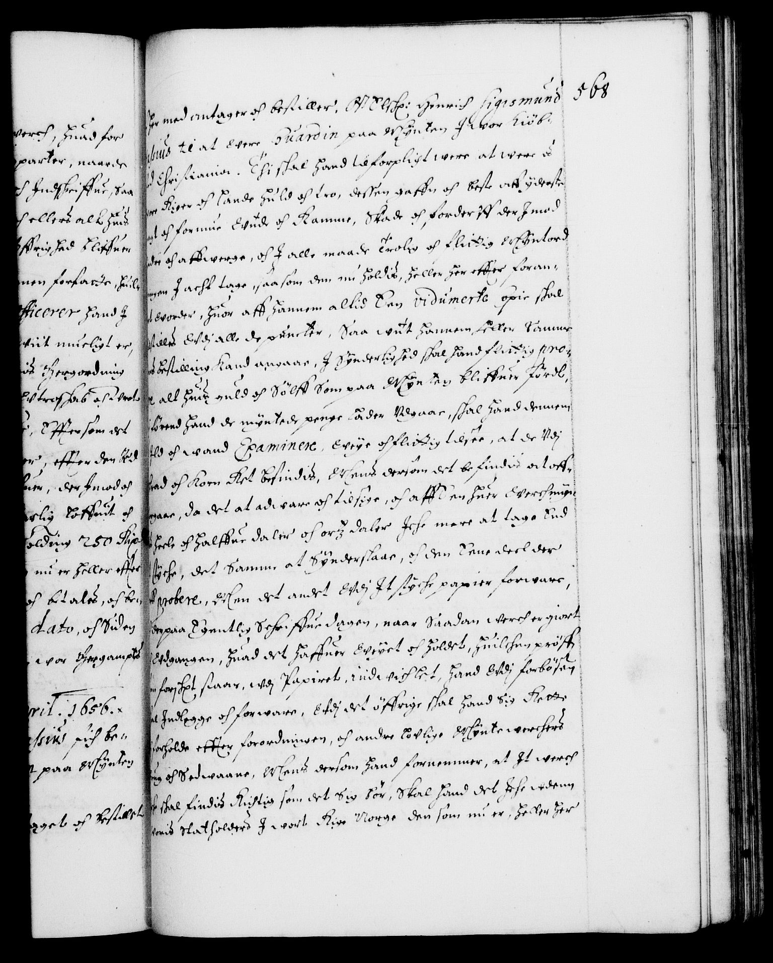 Danske Kanselli 1572-1799, AV/RA-EA-3023/F/Fc/Fca/Fcaa/L0008: Norske registre (mikrofilm), 1651-1656, s. 568a