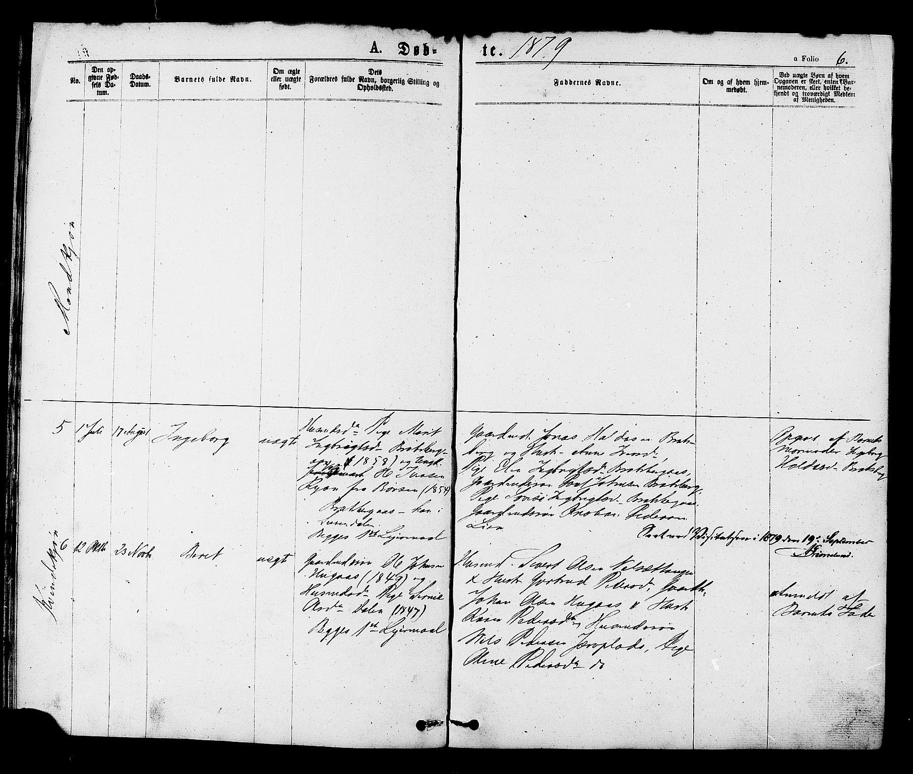 Ministerialprotokoller, klokkerbøker og fødselsregistre - Sør-Trøndelag, SAT/A-1456/608/L0334: Ministerialbok nr. 608A03, 1877-1886, s. 6