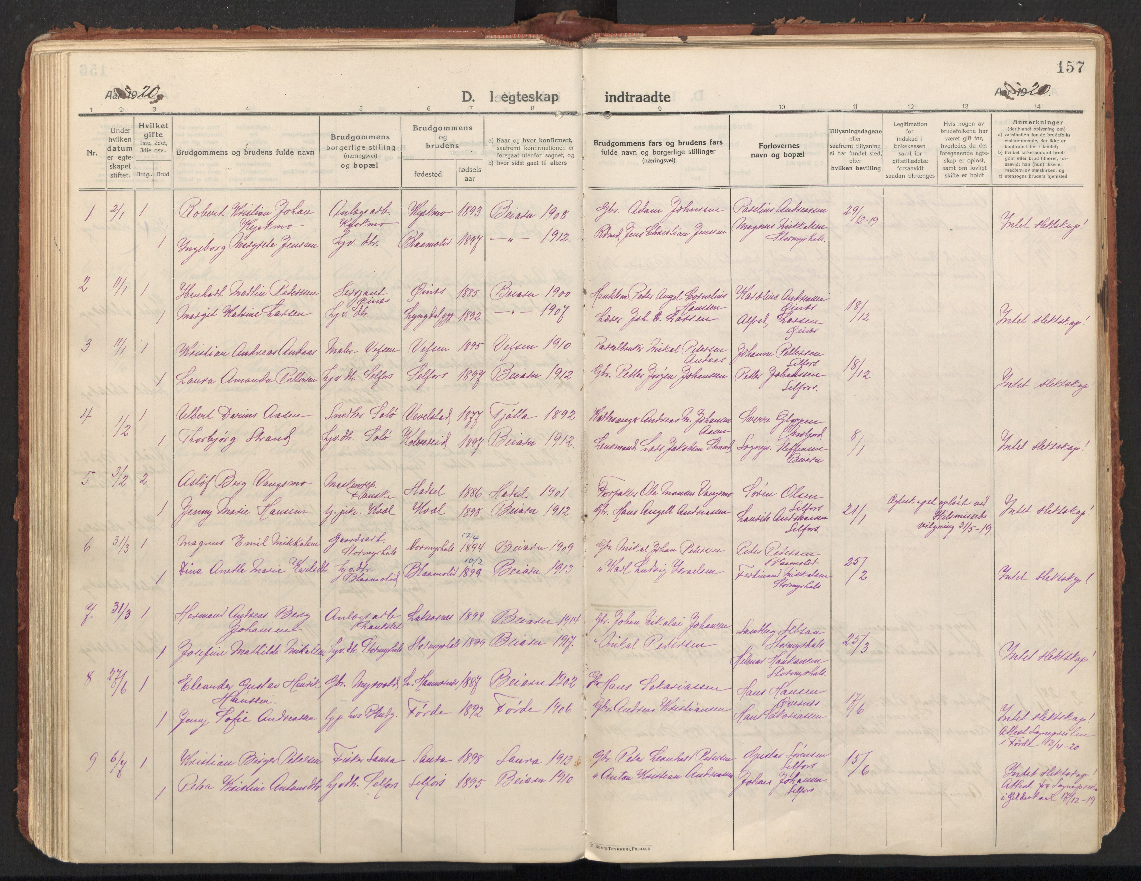 Ministerialprotokoller, klokkerbøker og fødselsregistre - Nordland, AV/SAT-A-1459/846/L0650: Ministerialbok nr. 846A08, 1916-1935, s. 157