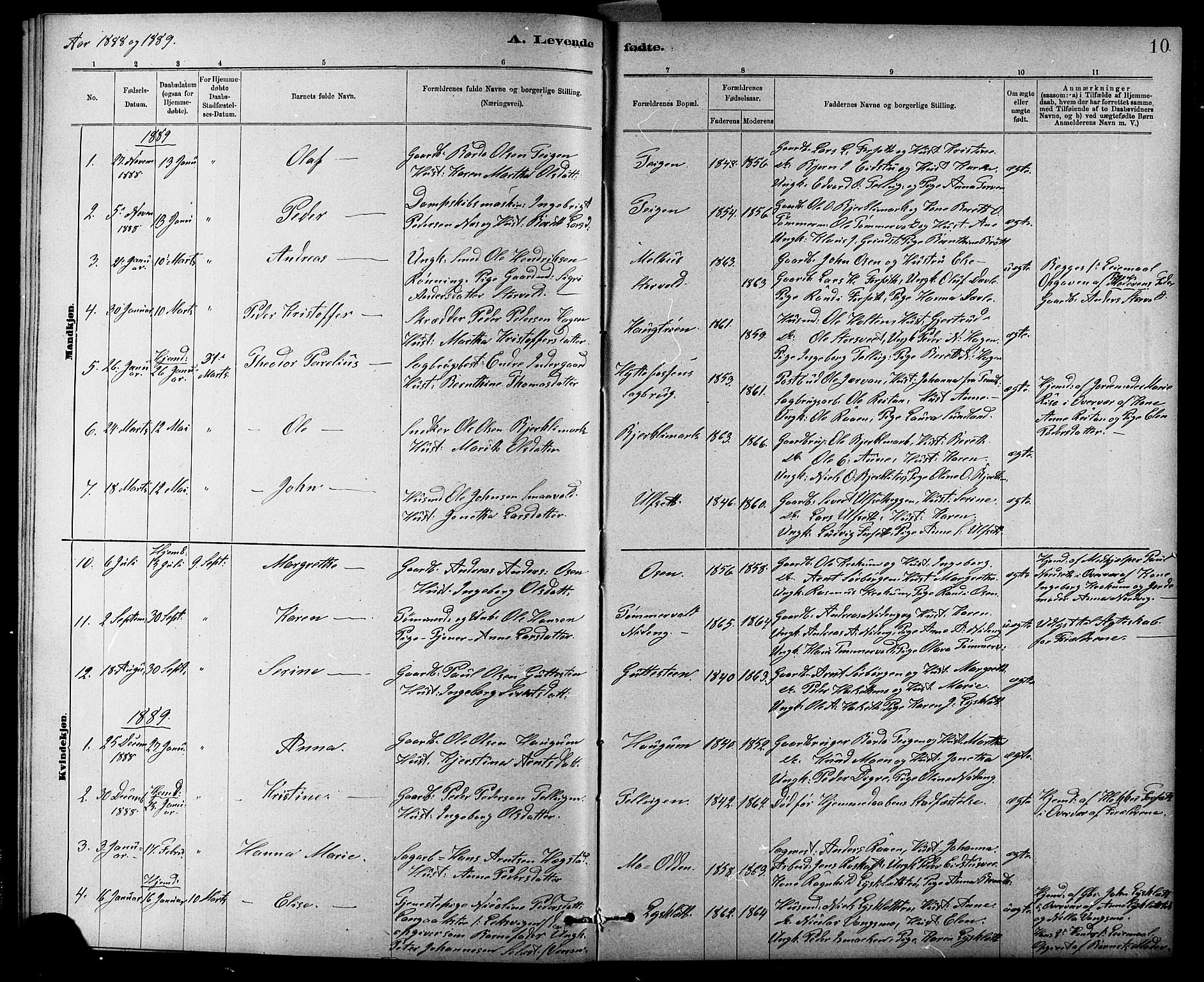 Ministerialprotokoller, klokkerbøker og fødselsregistre - Sør-Trøndelag, AV/SAT-A-1456/618/L0452: Klokkerbok nr. 618C03, 1884-1906, s. 10