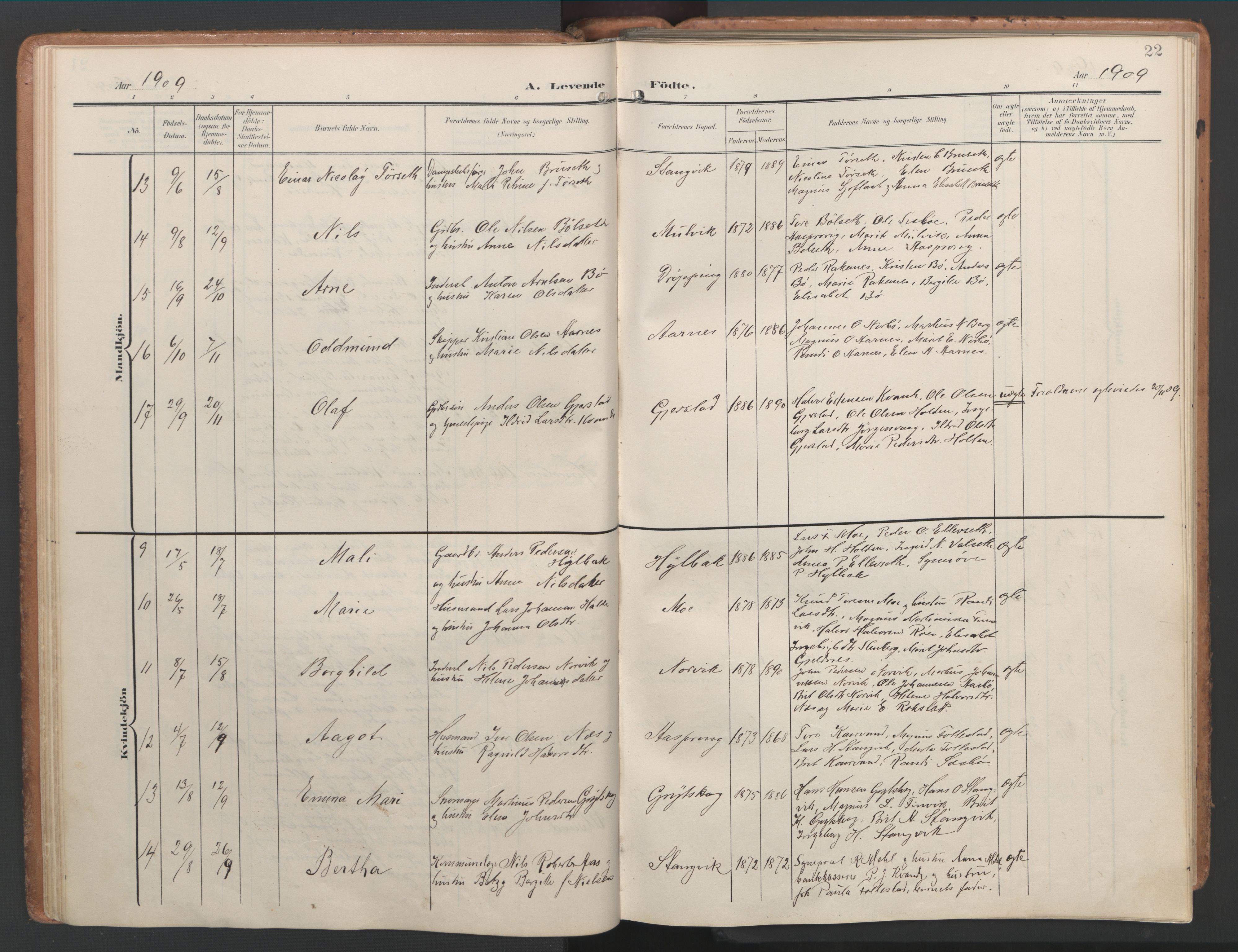 Ministerialprotokoller, klokkerbøker og fødselsregistre - Møre og Romsdal, AV/SAT-A-1454/592/L1030: Ministerialbok nr. 592A08, 1901-1925, s. 22