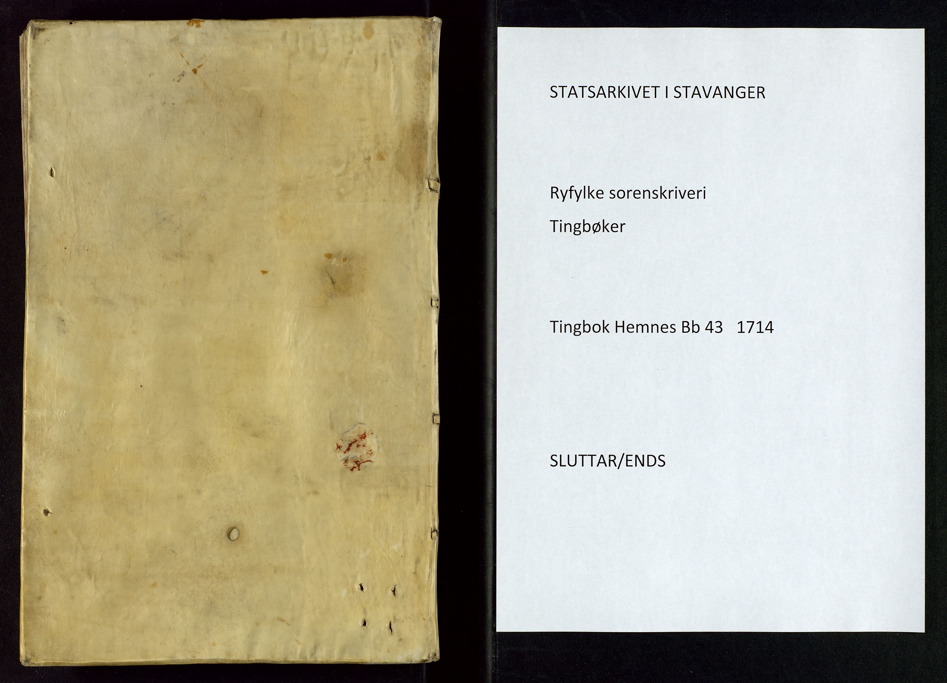 Ryfylke tingrett, SAST/A-100055/001/I/IB/IBBb/L0043: Tingbok, Hemnes, 1714