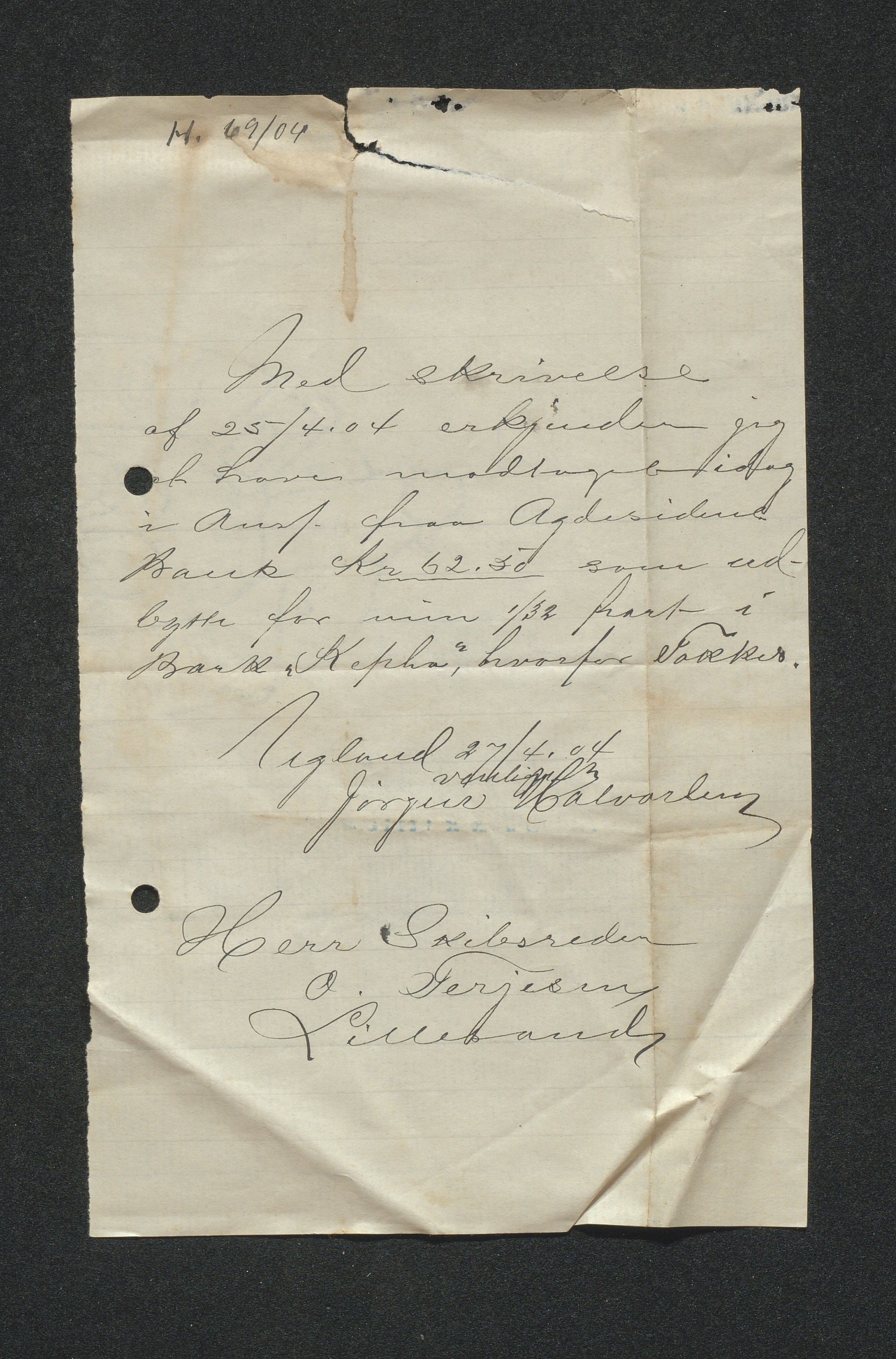 O. Terjesens rederi, AAKS/PA-2525/E/E01/L0013: Korrespondanse, 1904-1905