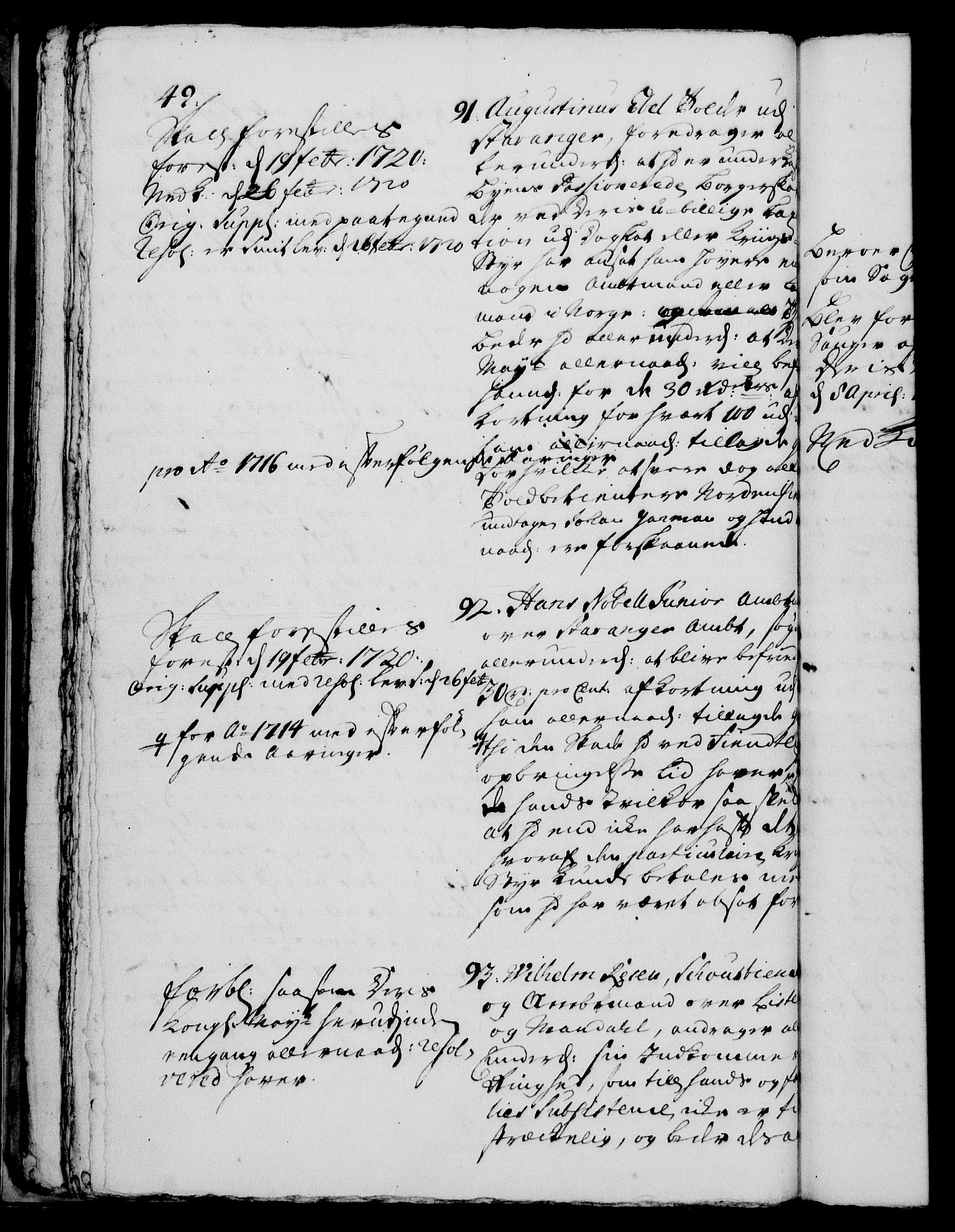 Rentekammeret, Kammerkanselliet, RA/EA-3111/G/Gh/Gha/L0001: Norsk ekstraktmemorialprotokoll, sak. 1-375 (merket RK 53.46), 1720, s. 49