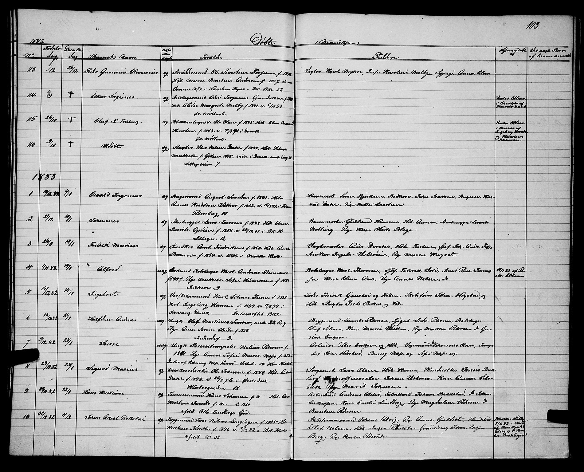 Ministerialprotokoller, klokkerbøker og fødselsregistre - Sør-Trøndelag, AV/SAT-A-1456/604/L0220: Klokkerbok nr. 604C03, 1870-1885, s. 103
