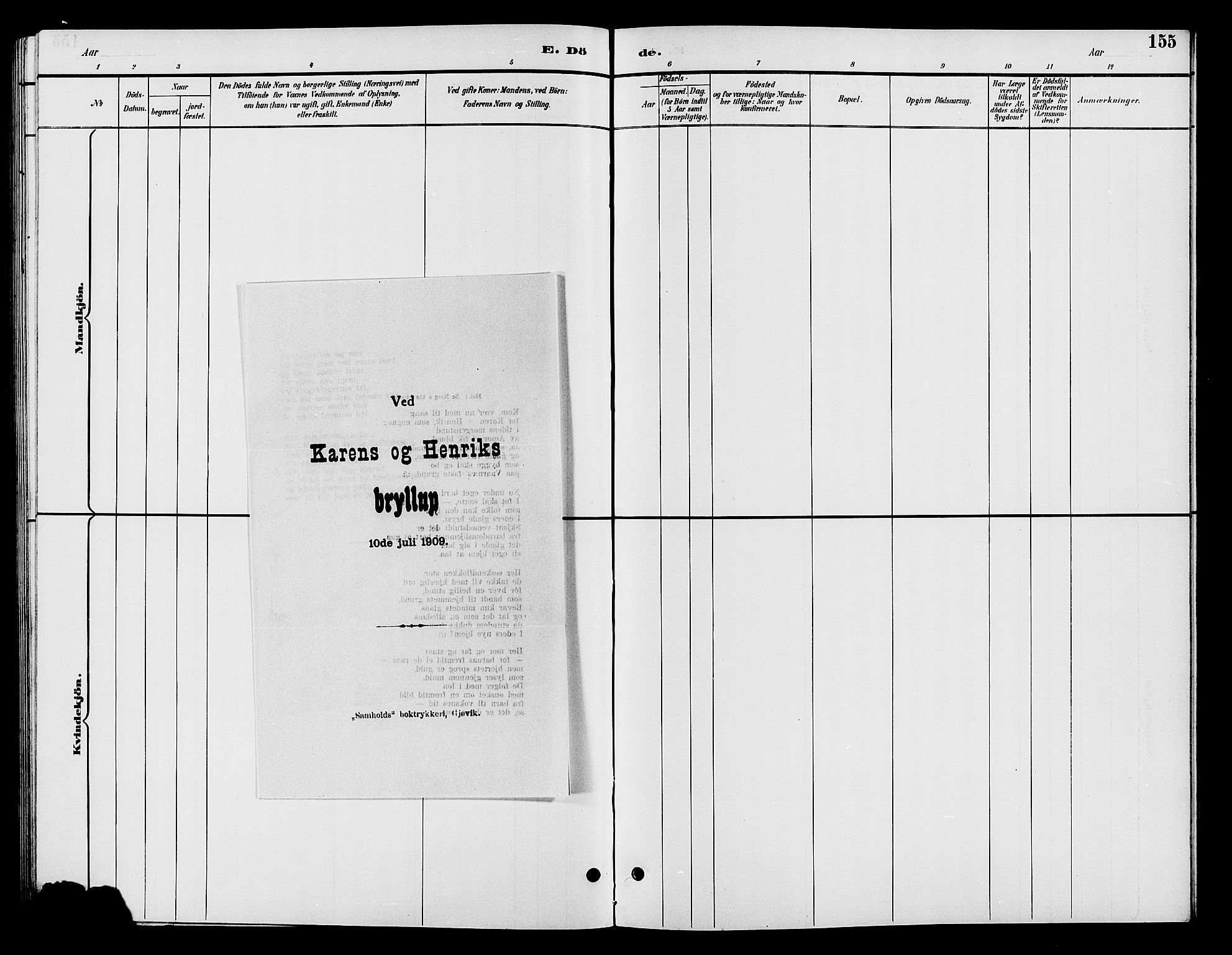 Vardal prestekontor, AV/SAH-PREST-100/H/Ha/Hab/L0009: Klokkerbok nr. 9, 1894-1902, s. 155