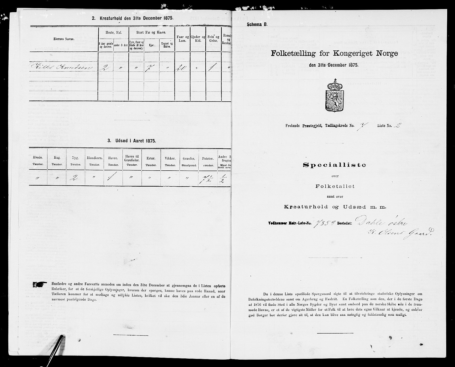 SAK, Folketelling 1875 for 0919P Froland prestegjeld, 1875, s. 638