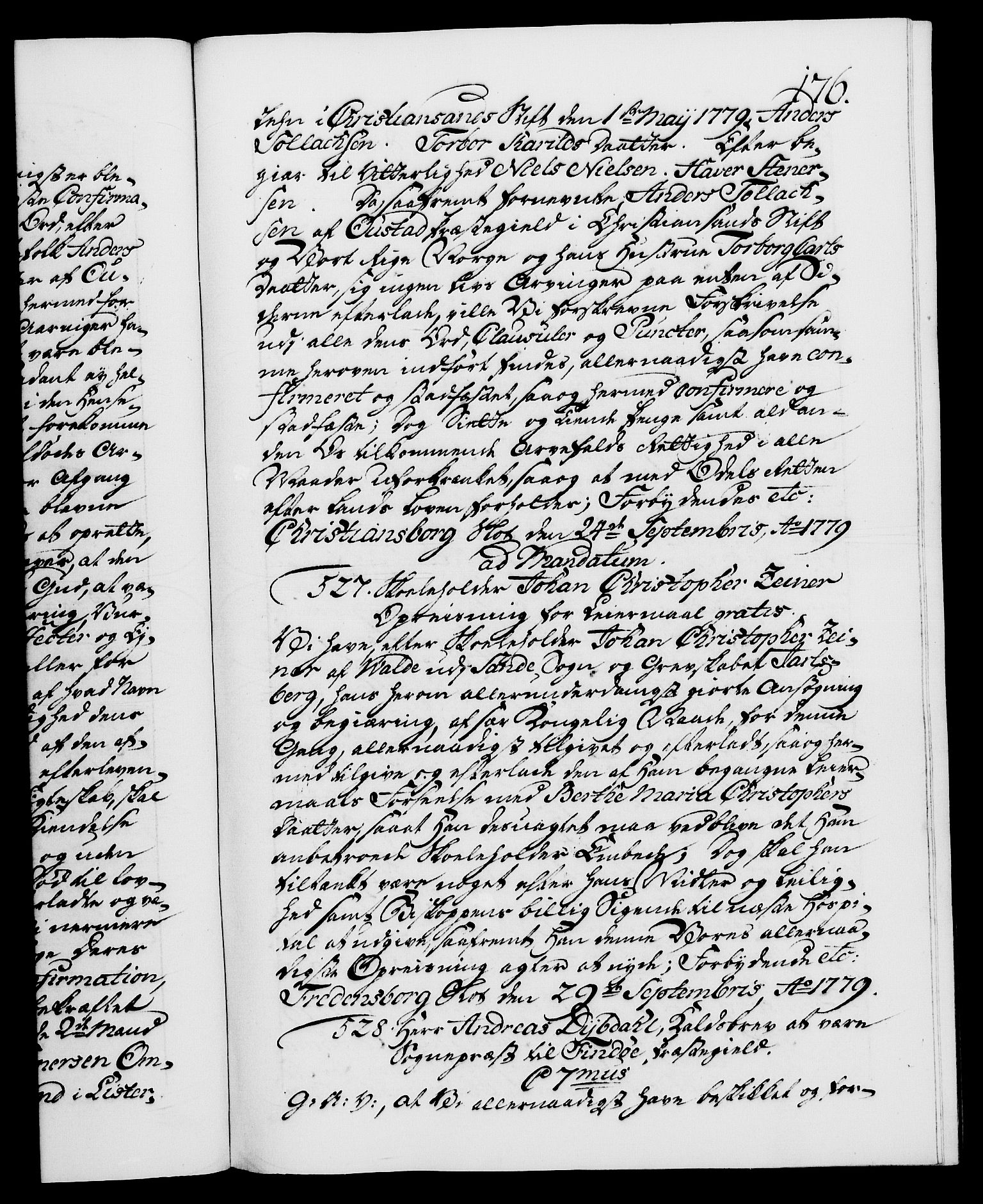 Danske Kanselli 1572-1799, RA/EA-3023/F/Fc/Fca/Fcaa/L0048: Norske registre, 1779-1781, s. 176a